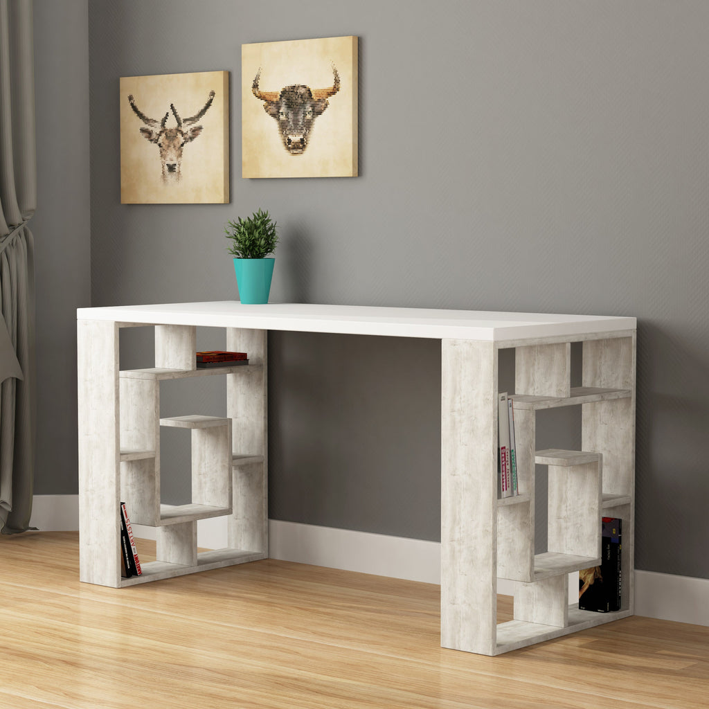 Modern Desk With Bookshelf Legs Width 137cm