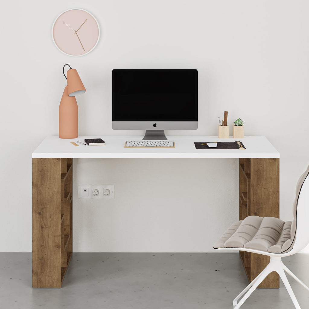 Modern Desk With Bookshelf Legs Width 137cm