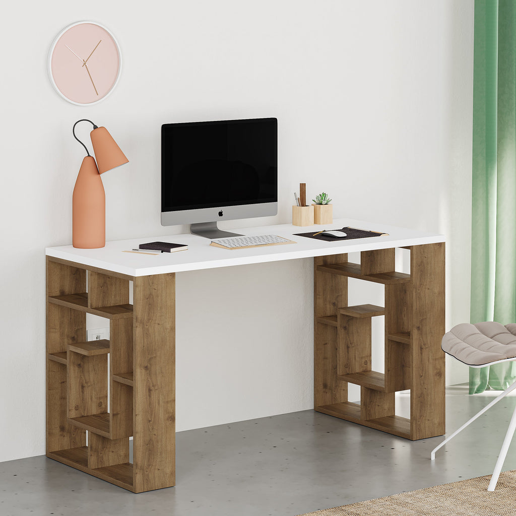 Modern Desk With Bookshelf Legs Width 137cm