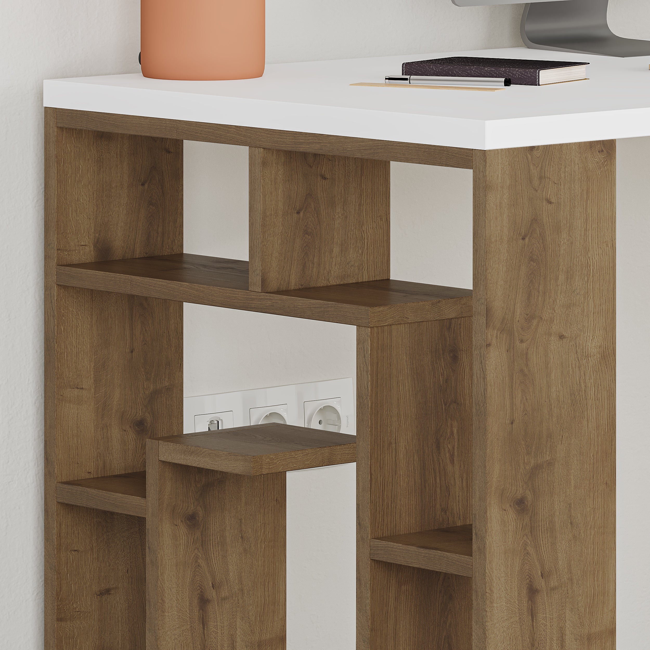 Modern Desk With Bookshelf Legs Width 137cm