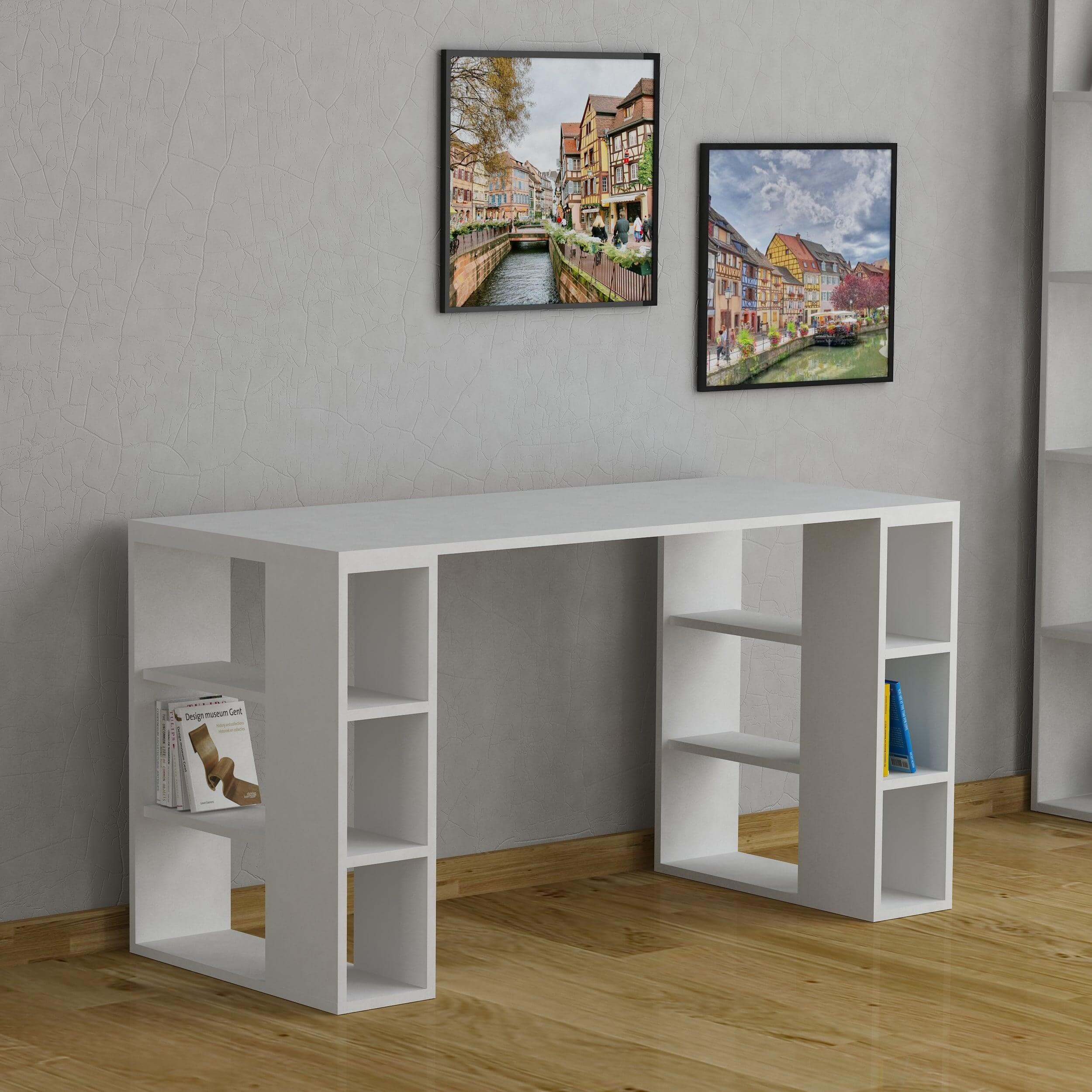 Colmar Modern Desk With Bookshelf Legs Width 140cm