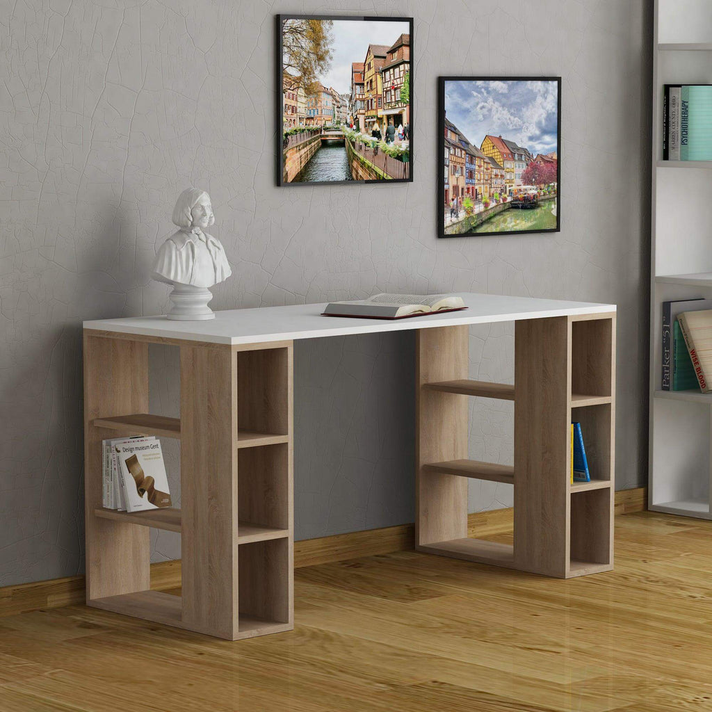 Colmar Modern Desk With Bookshelf Legs Width 140cm
