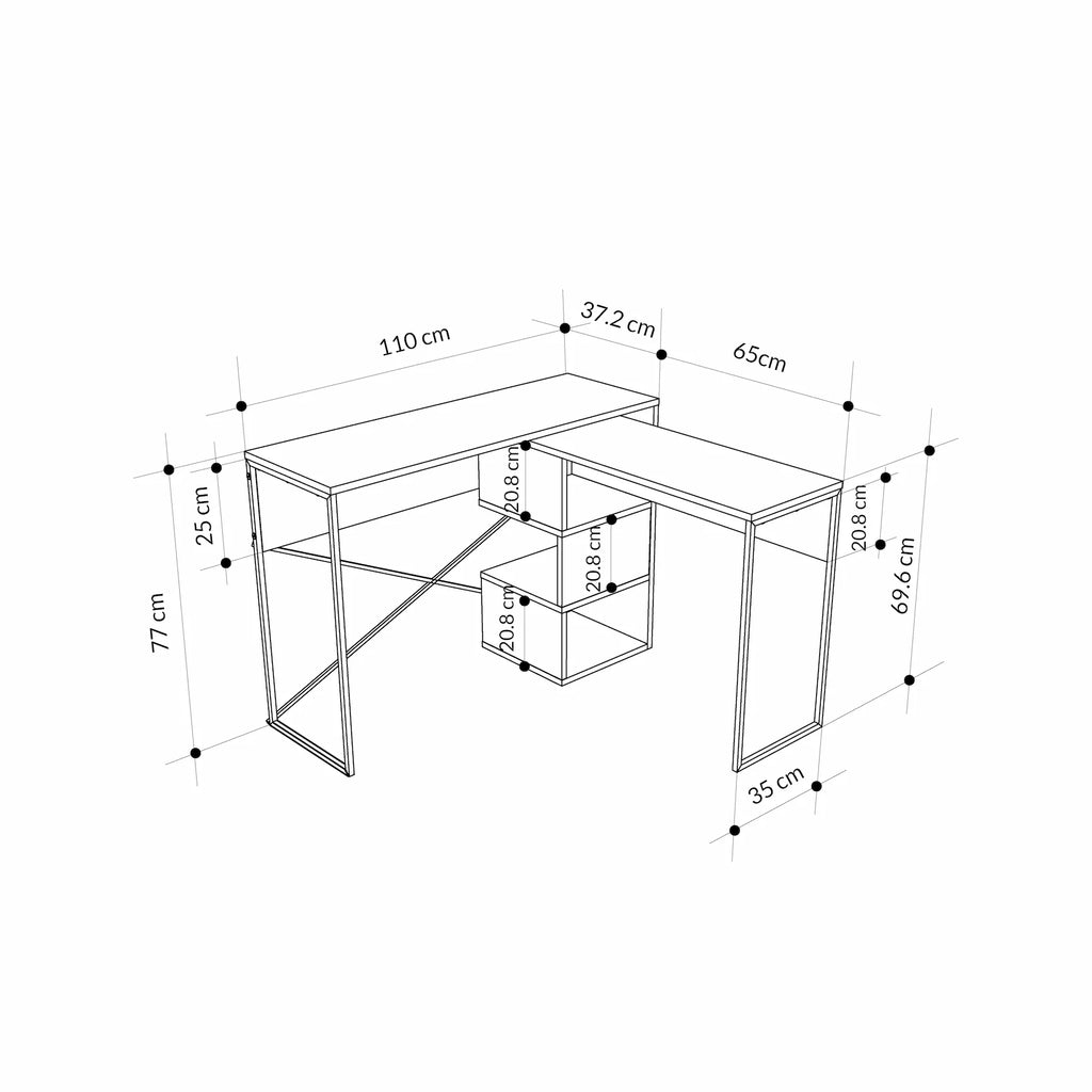 Badau Multi Purpose Working Table – Modern 2-in-1 Desk with Storage for Home Office or Study