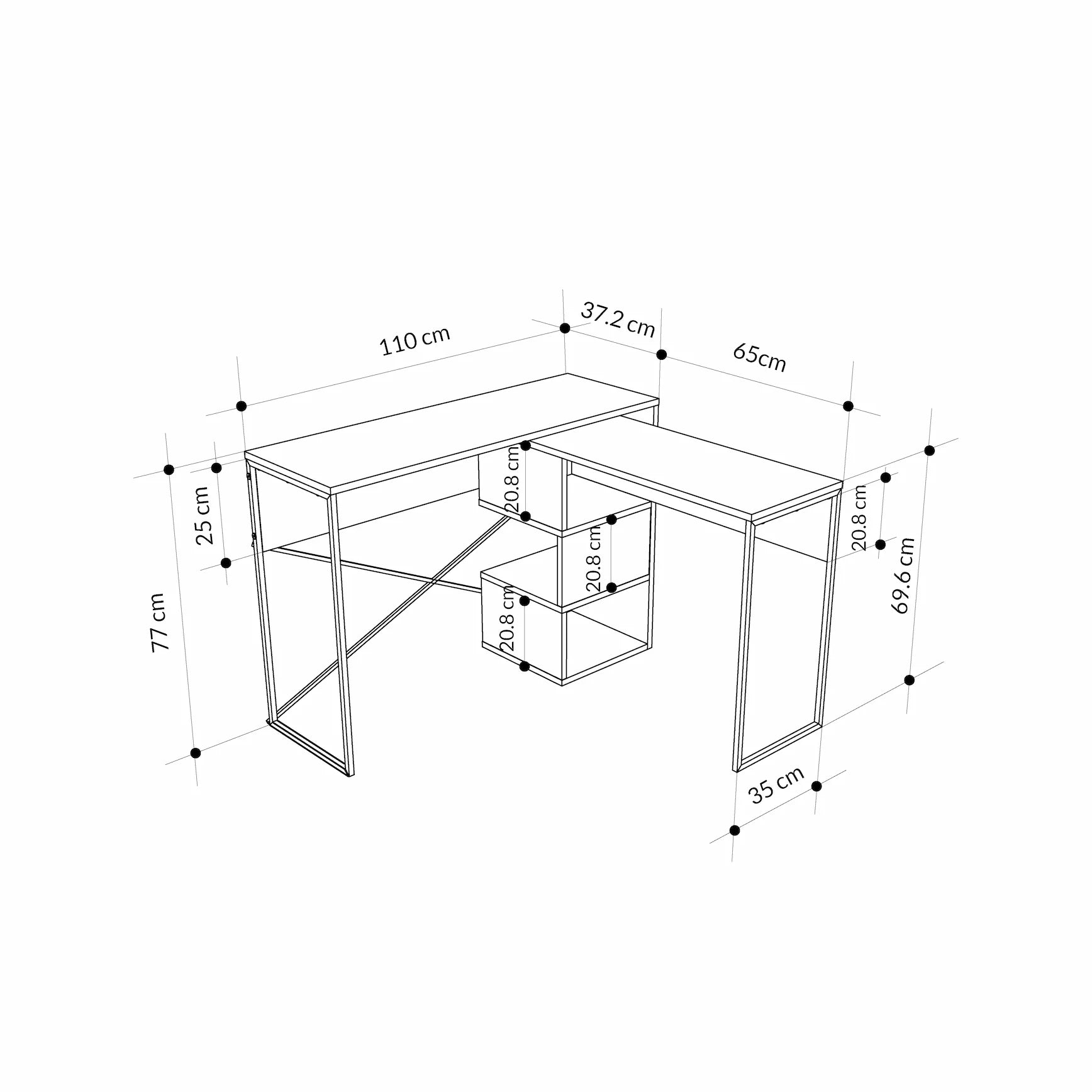 Badau Multi Purpose Working Table – Modern 2-in-1 Desk with Storage for Home Office or Study