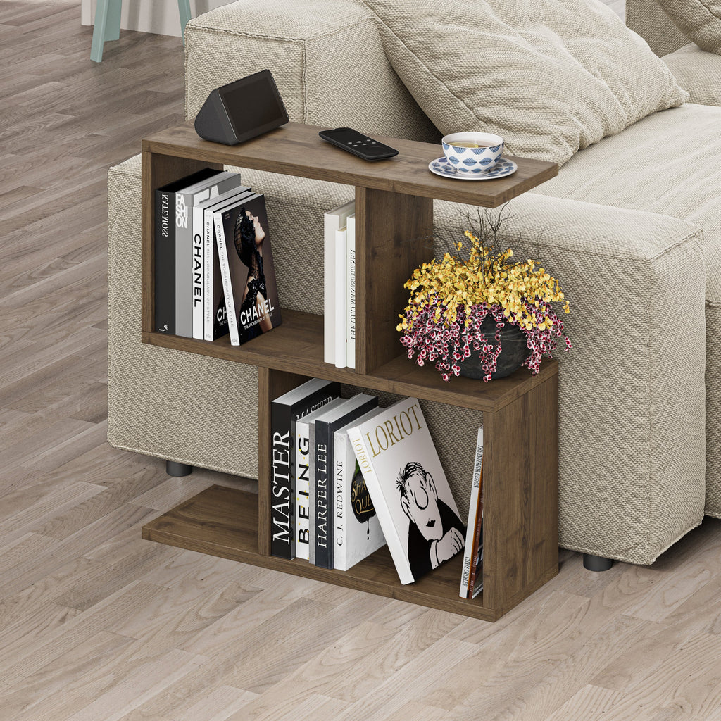 Modern Side Table with 4 Open Shelves