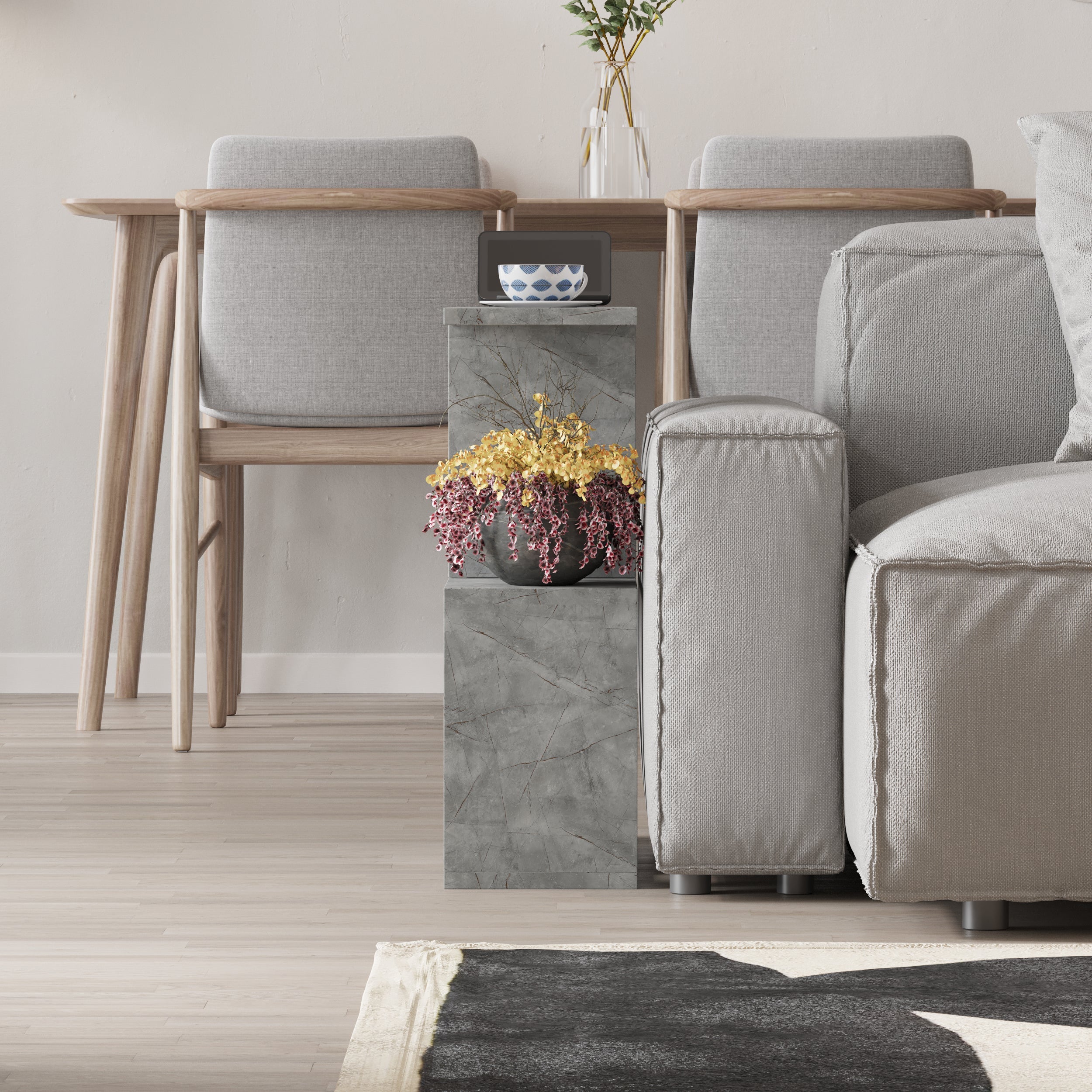 Modern Side Table with 4 Open Shelves