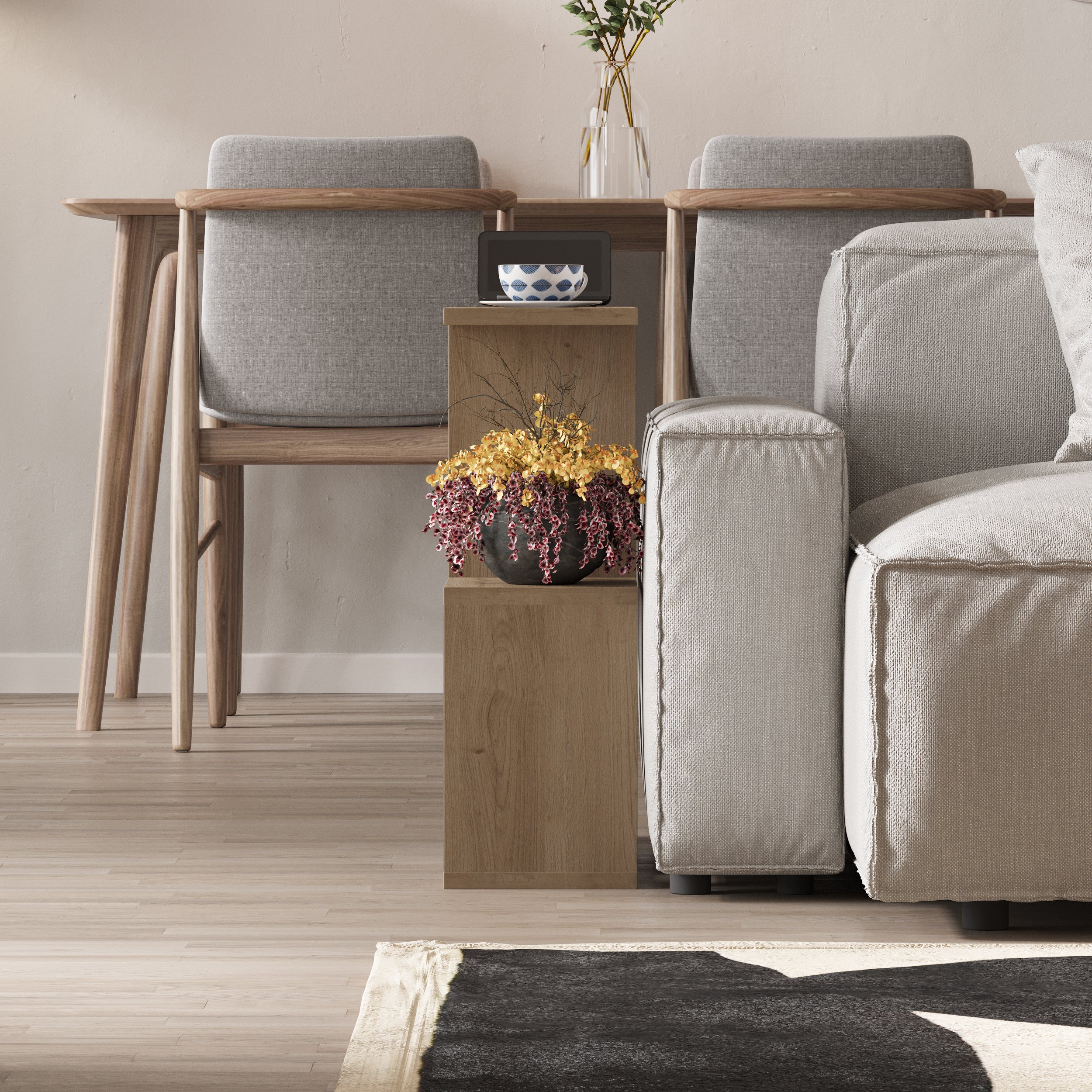 Modern Side Table with 4 Open Shelves
