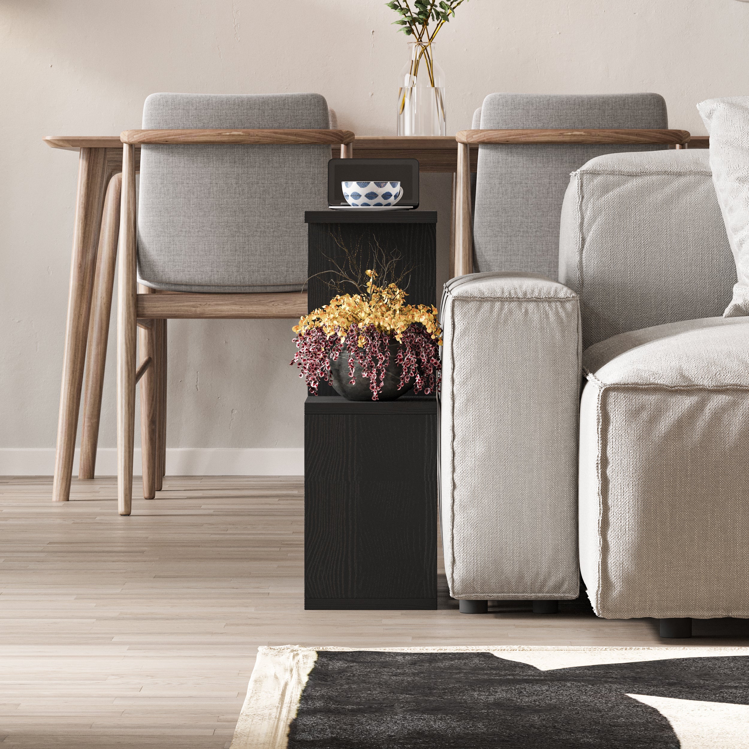 Modern Side Table with 4 Open Shelves