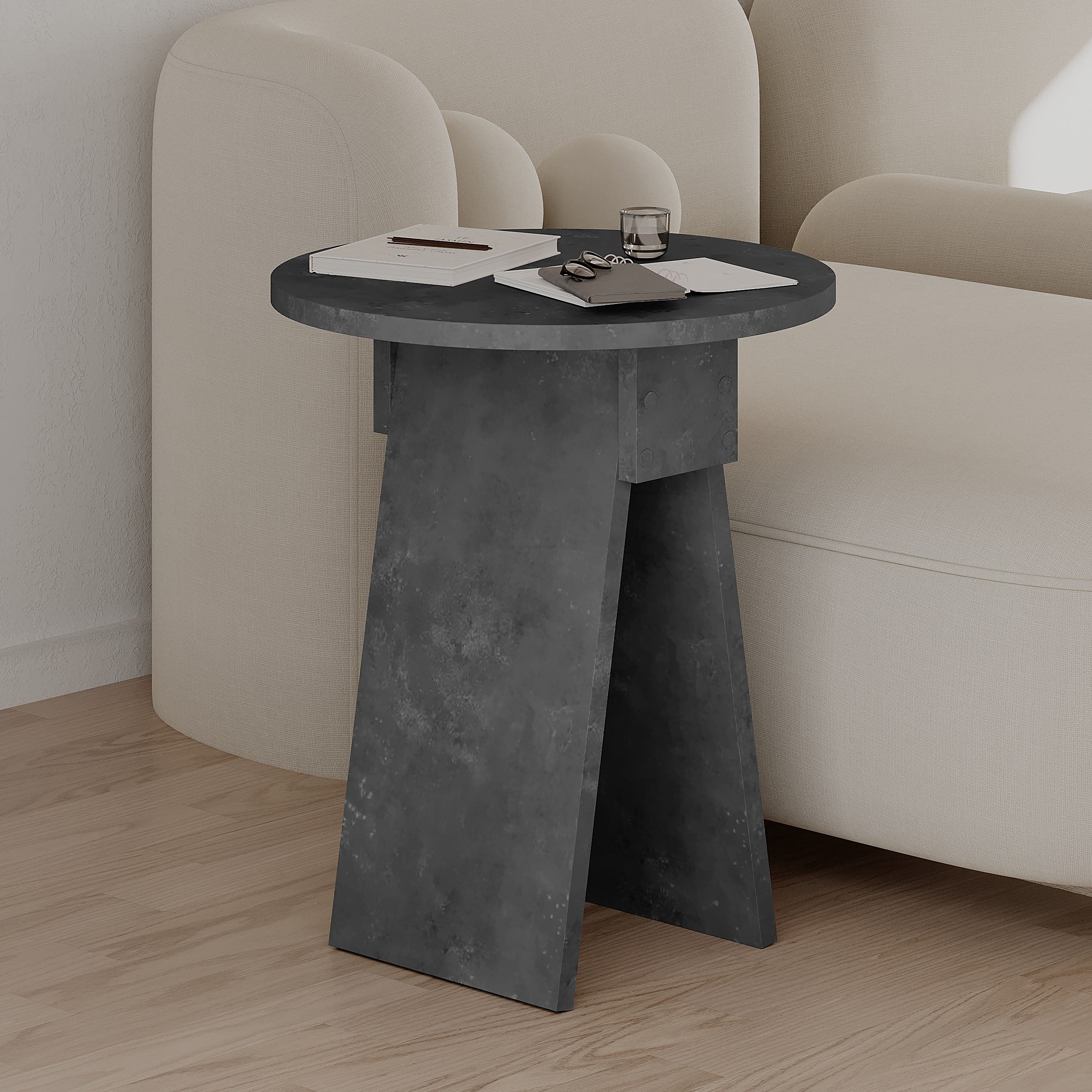 Chen Side Table – Modern Round Accent Table for Living Room, Bedroom or Entryway