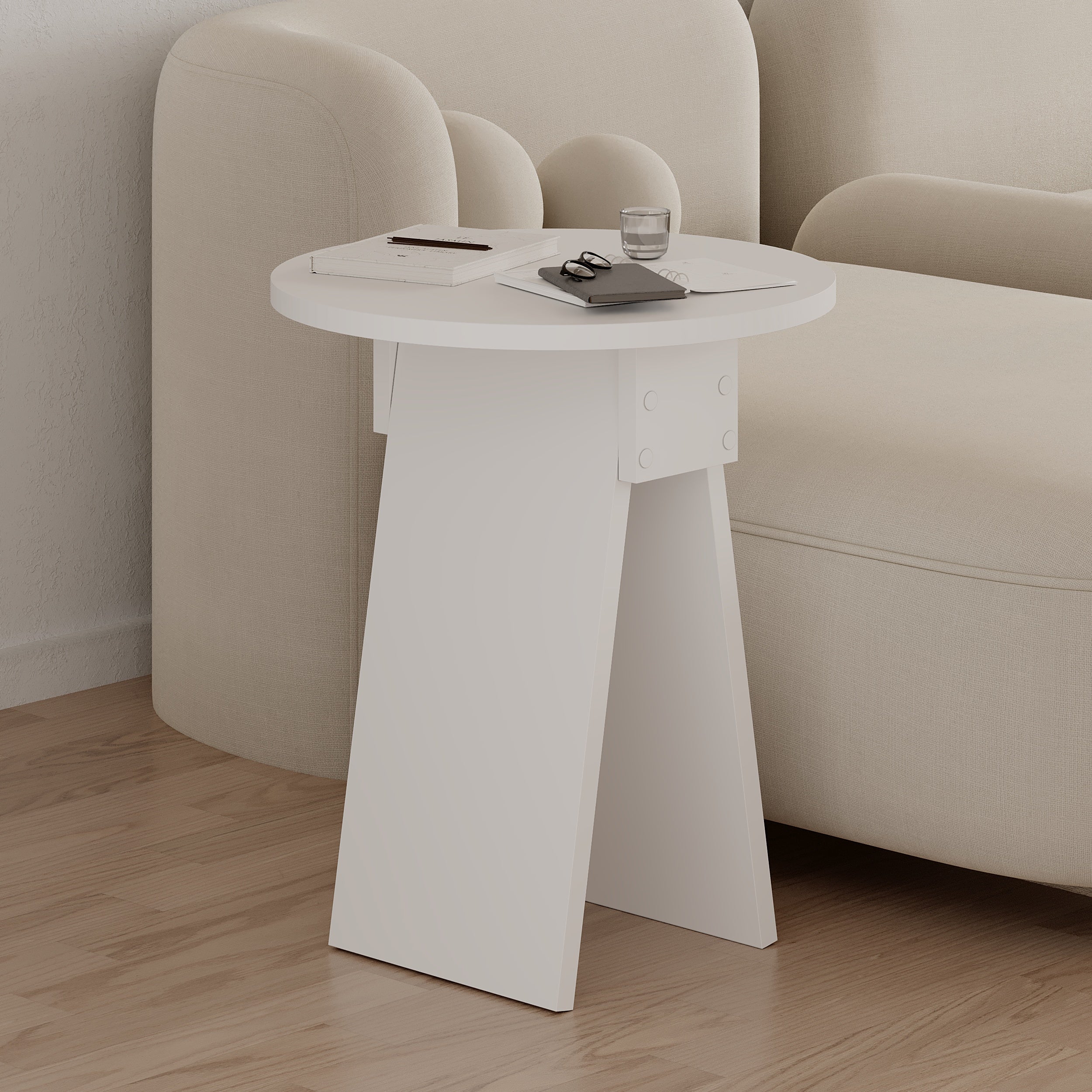 Chen Side Table – Modern Round Accent Table for Living Room, Bedroom or Entryway