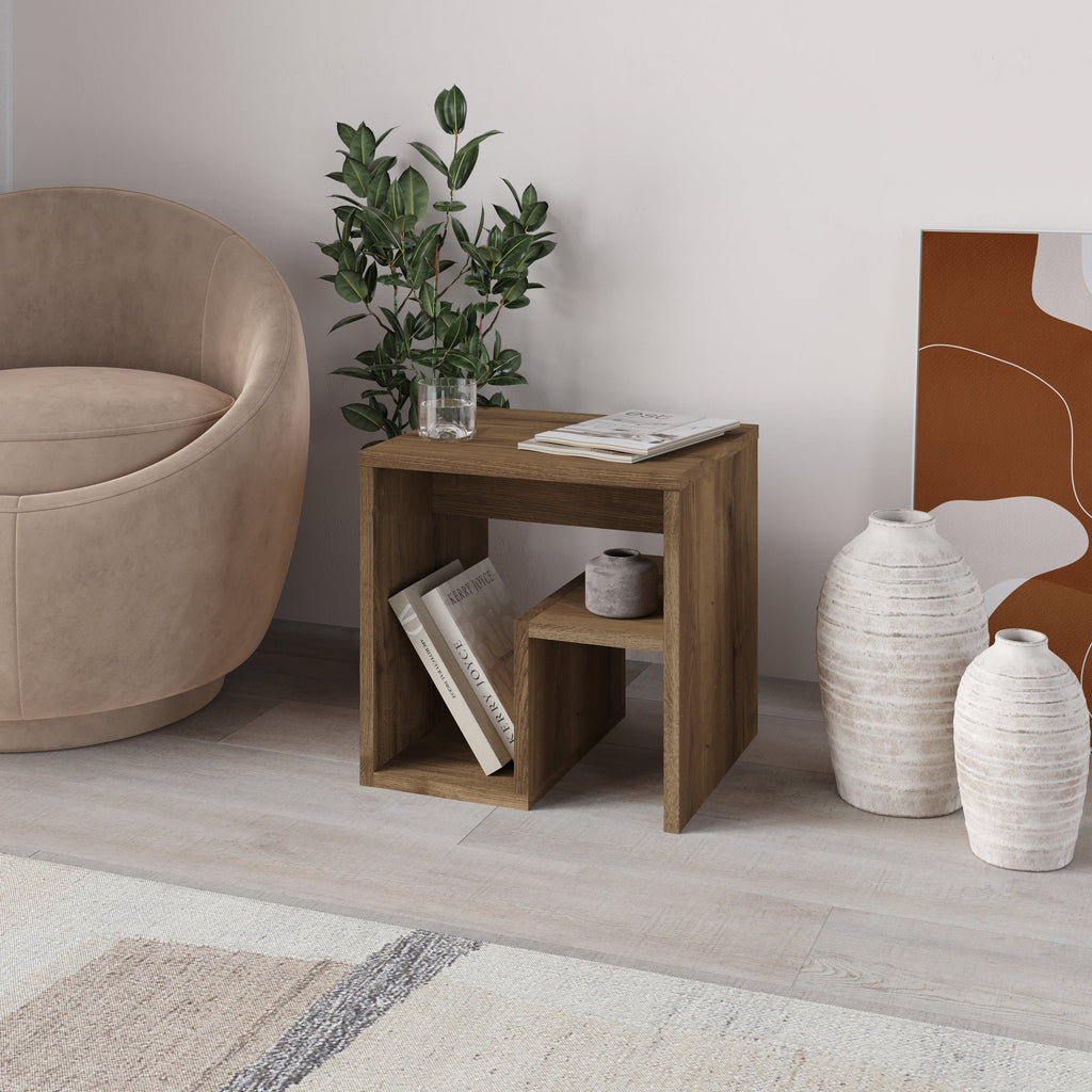 Side Table with Magazine Rack – Compact Modern End Table for Small Spaces