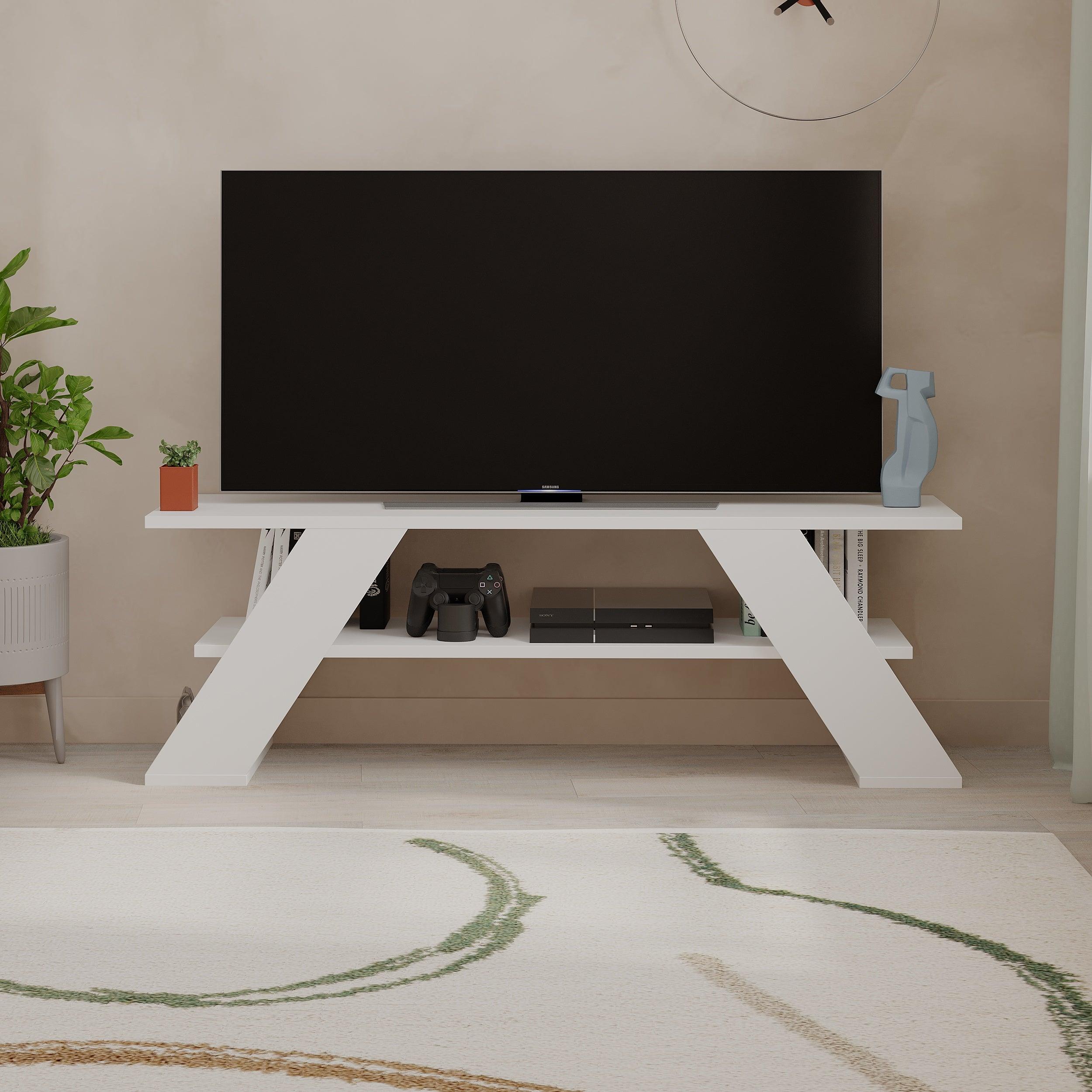 Modern TV Stand Multimedia Centre TV Unit With Shelves 120cm