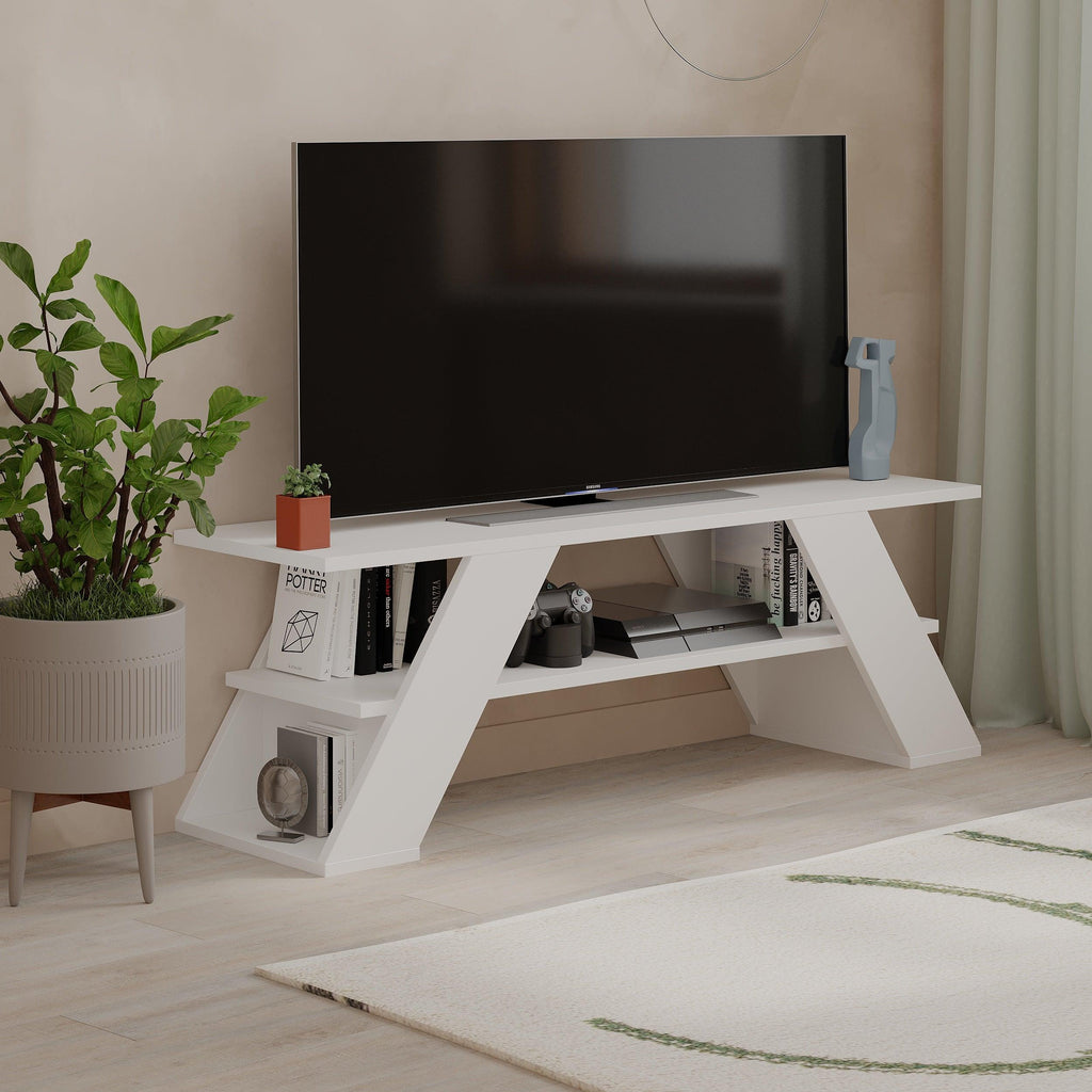 Modern TV Stand Multimedia Centre TV Unit With Shelves 120cm