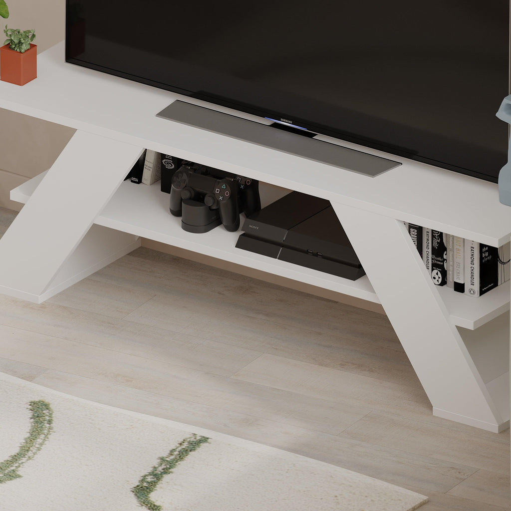 Modern TV Stand Multimedia Centre TV Unit With Shelves 120cm