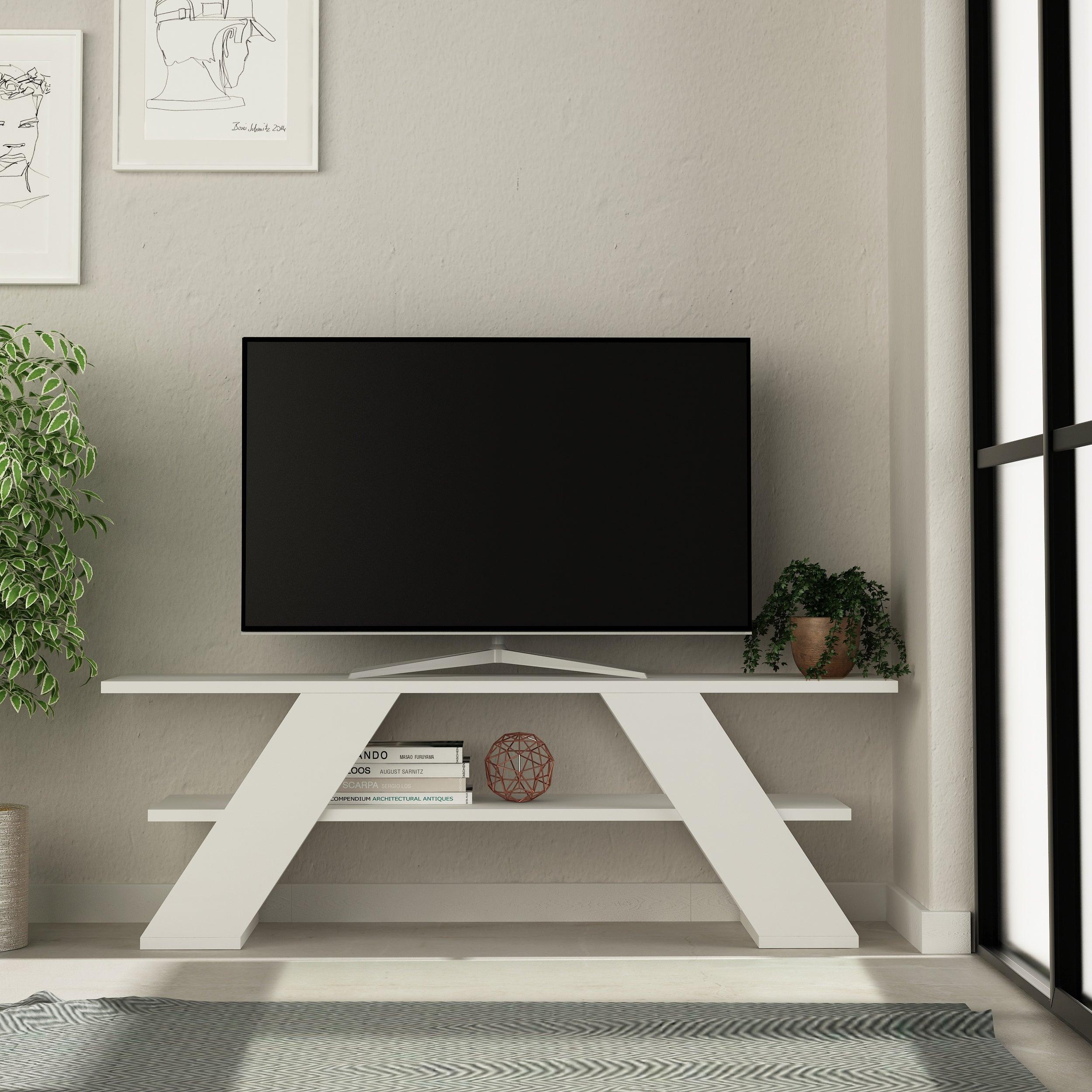 Modern TV Stand Multimedia Centre TV Unit With Shelves 120cm