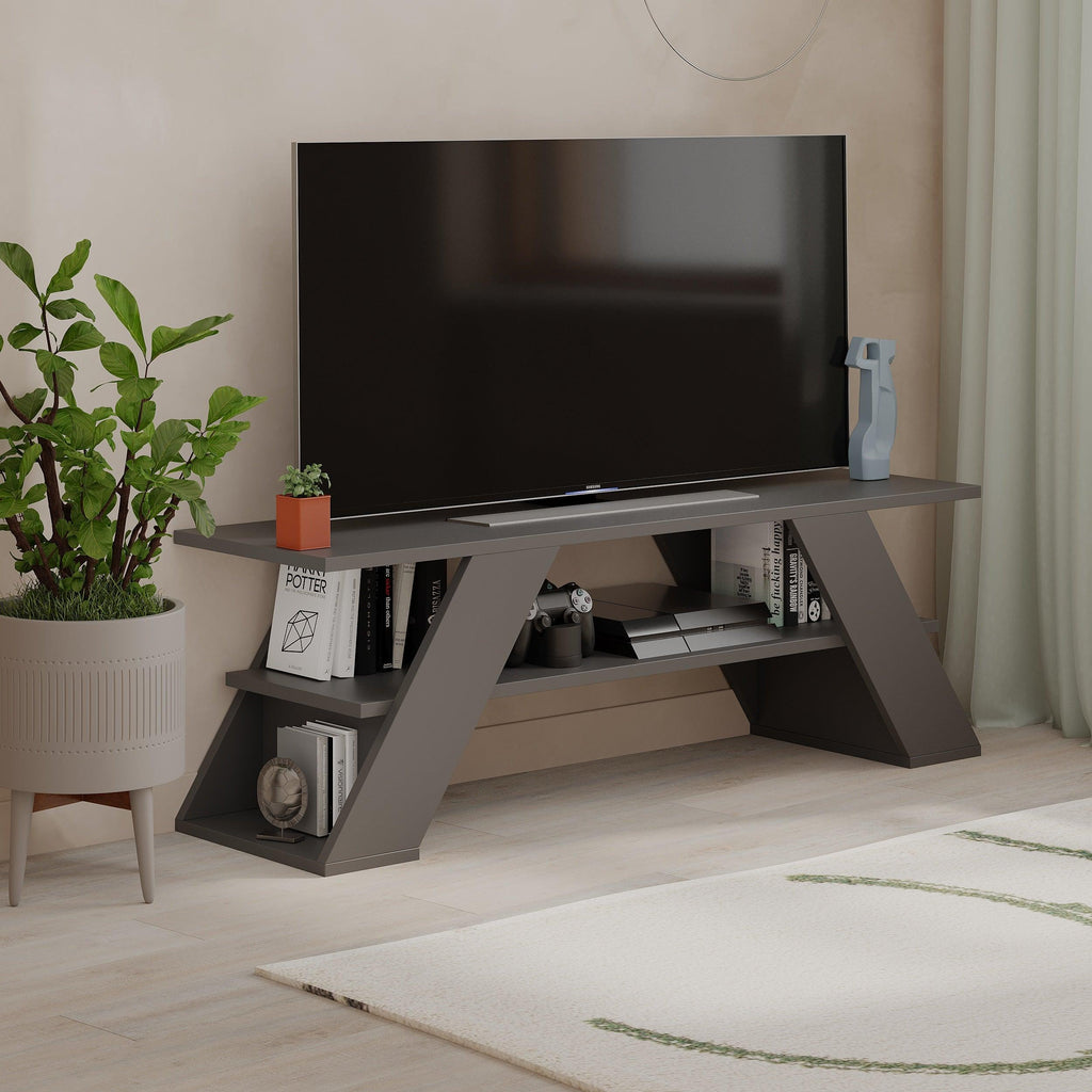Modern TV Stand Multimedia Centre TV Unit With Shelves 120cm