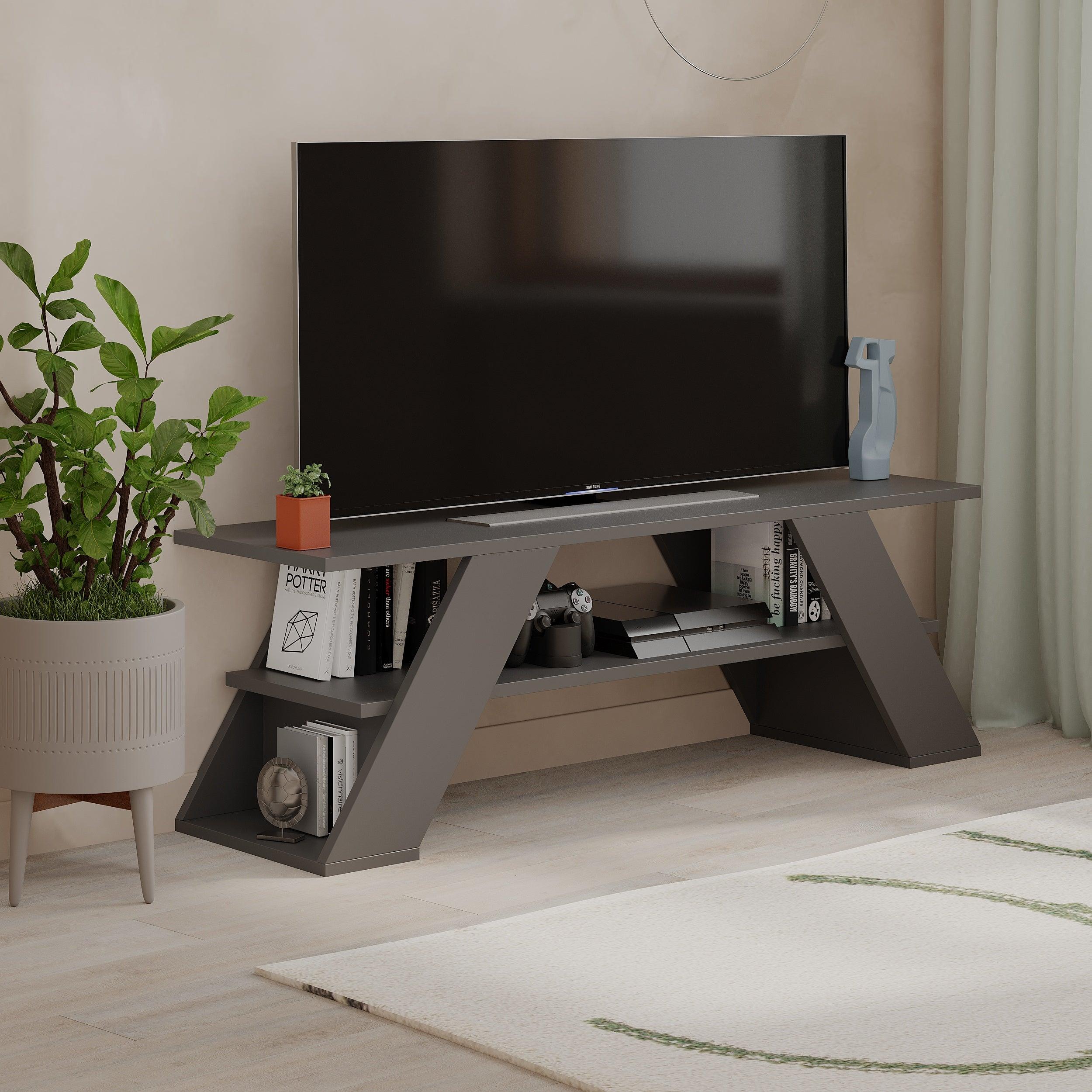 Modern TV Stand Multimedia Centre TV Unit With Shelves 120cm