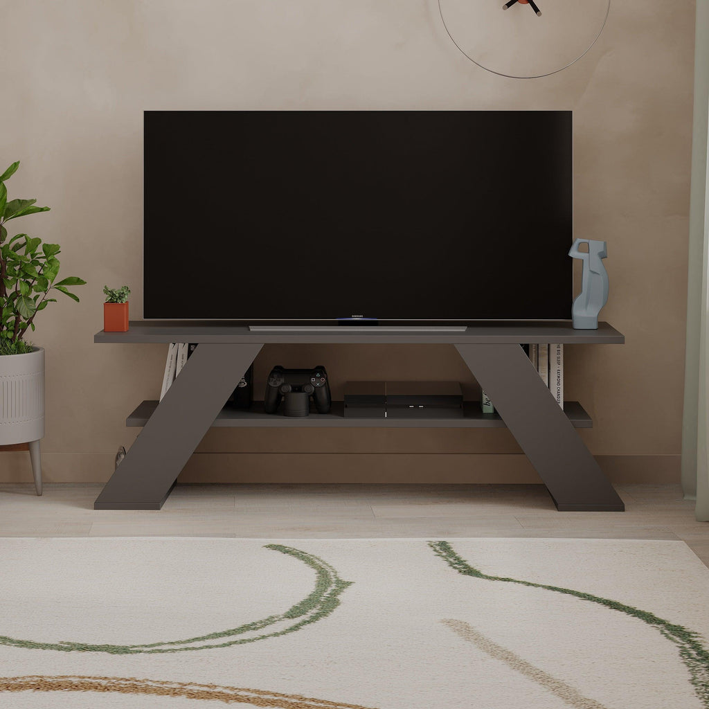 Modern TV Stand Multimedia Centre TV Unit With Shelves 120cm