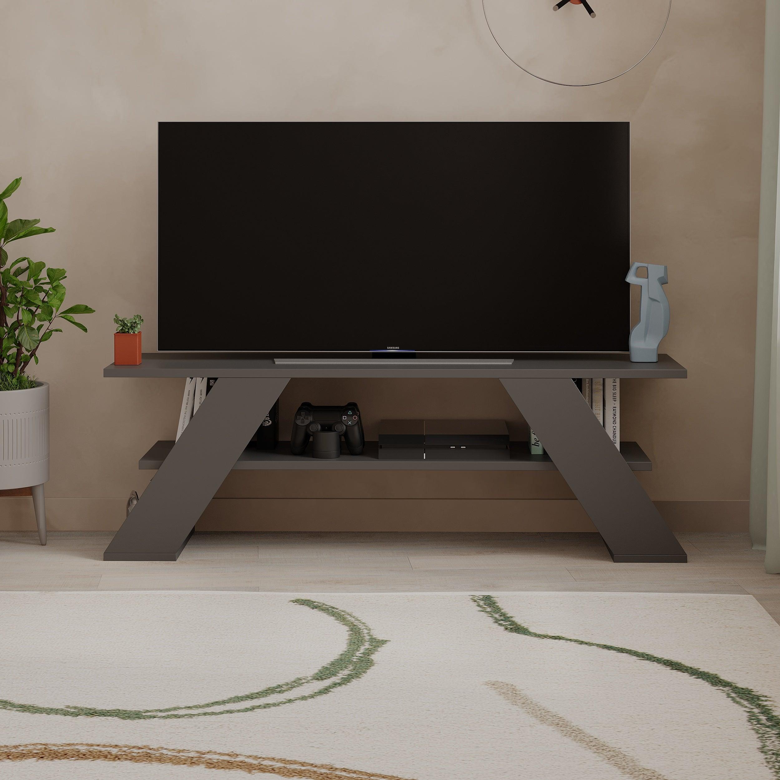 Modern TV Stand Multimedia Centre TV Unit With Shelves 120cm
