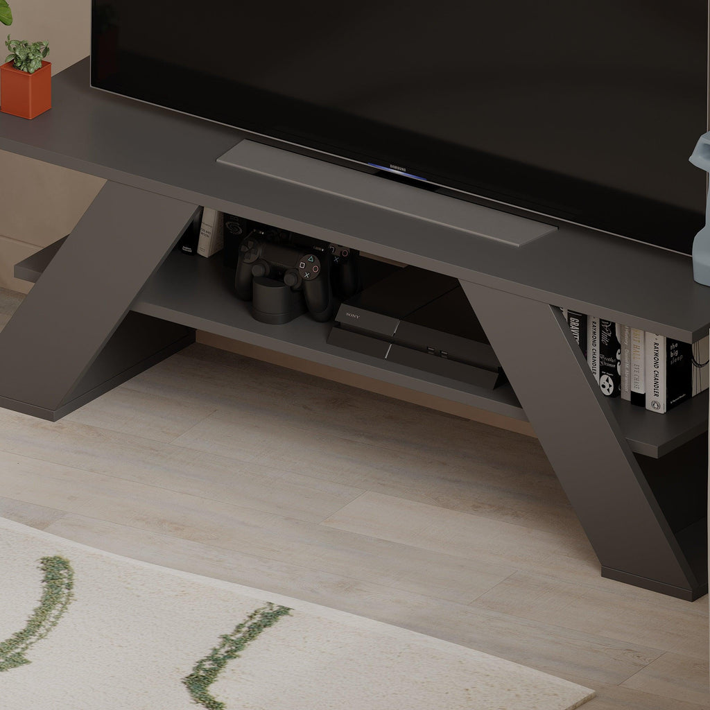 Modern TV Stand Multimedia Centre TV Unit With Shelves 120cm