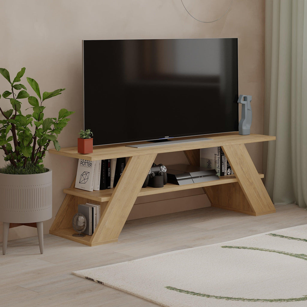 Modern TV Stand Multimedia Centre TV Unit With Shelves 120cm