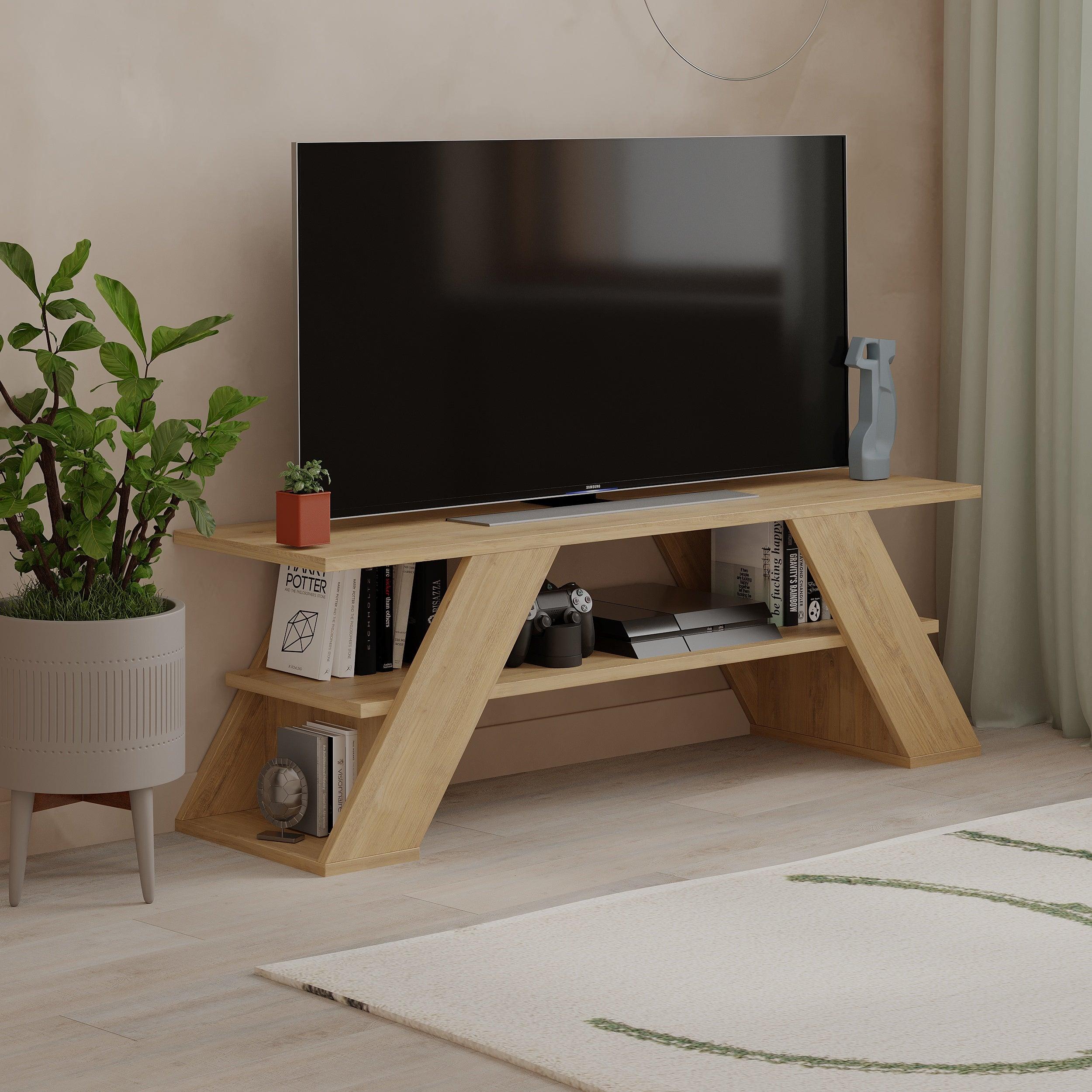 Modern TV Stand Multimedia Centre TV Unit With Shelves 120cm