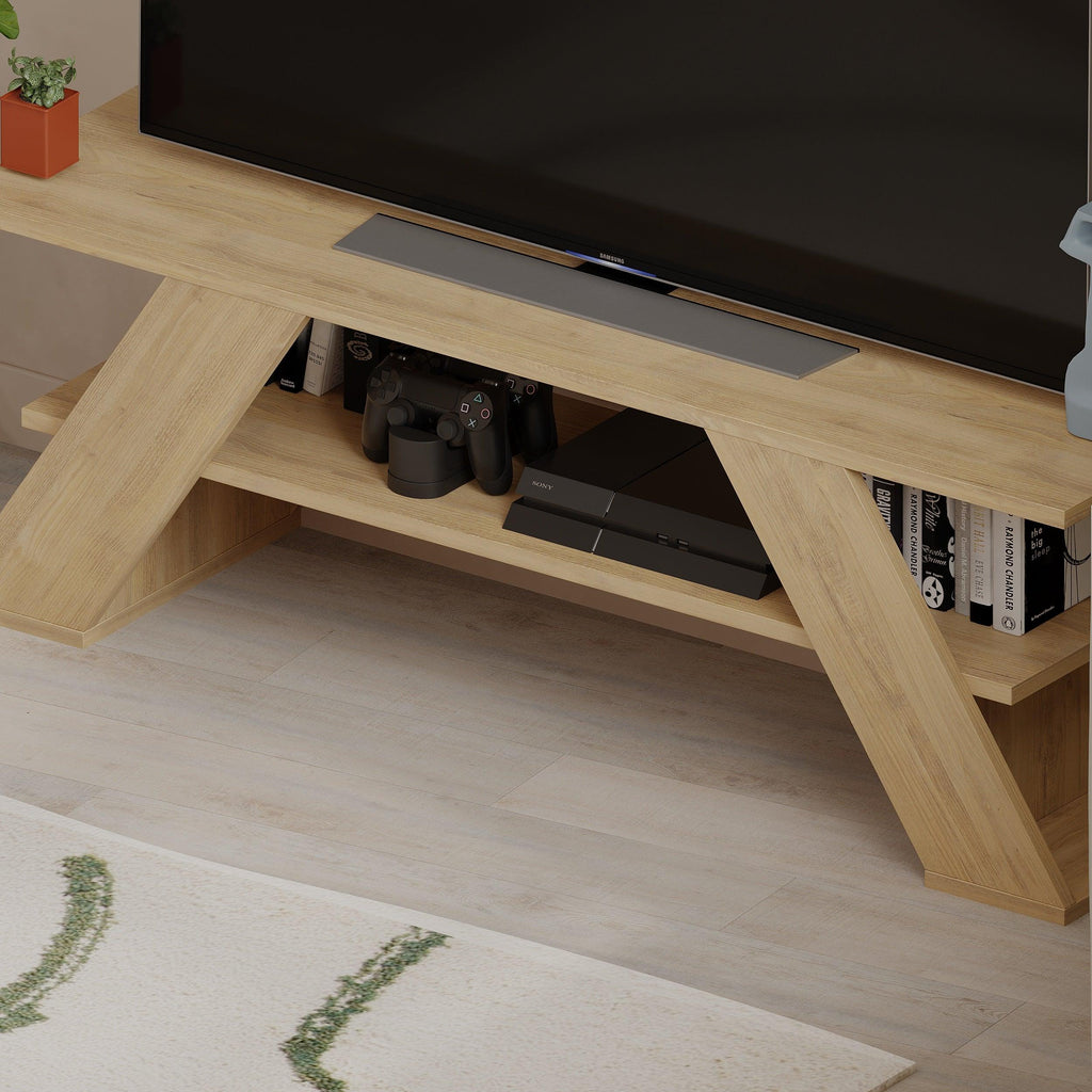 Modern TV Stand Multimedia Centre TV Unit With Shelves 120cm