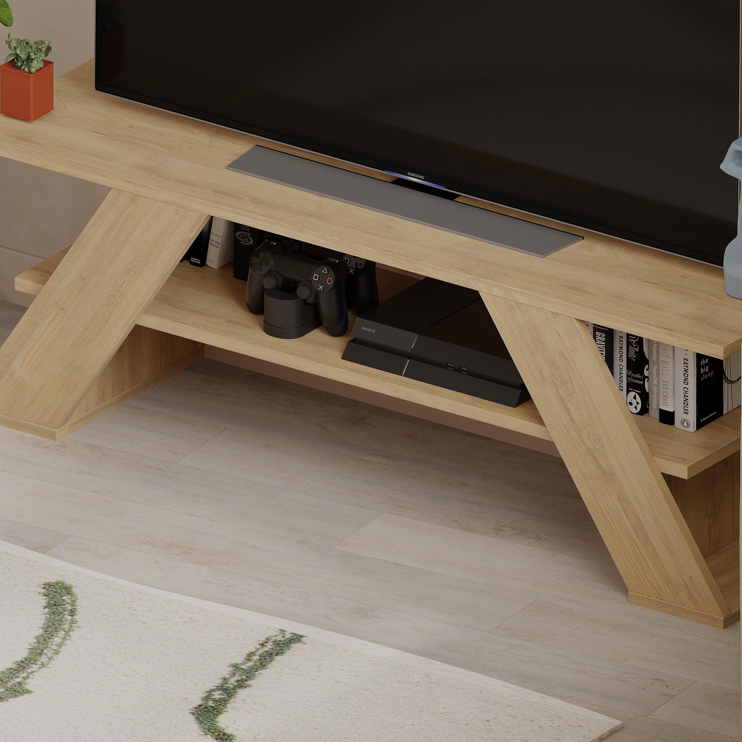 Modern TV Stand Multimedia Centre TV Unit With Shelves 120cm