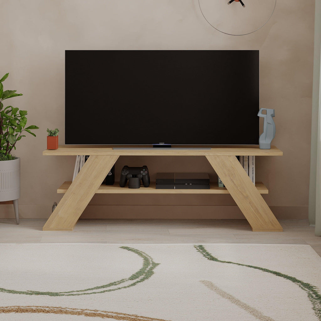 Modern TV Stand Multimedia Centre TV Unit With Shelves 120cm