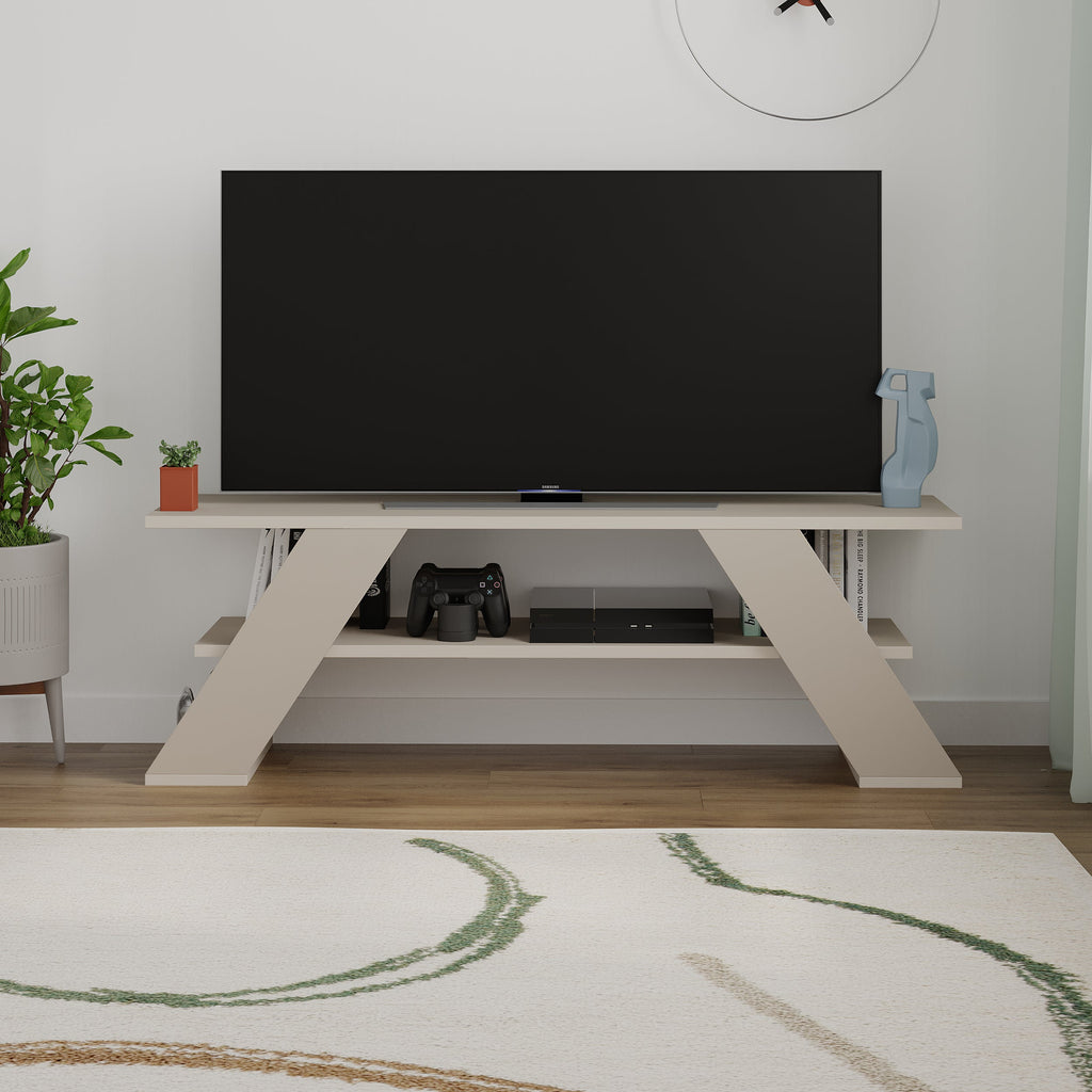 Modern TV Stand Multimedia Centre TV Unit With Shelves 120cm