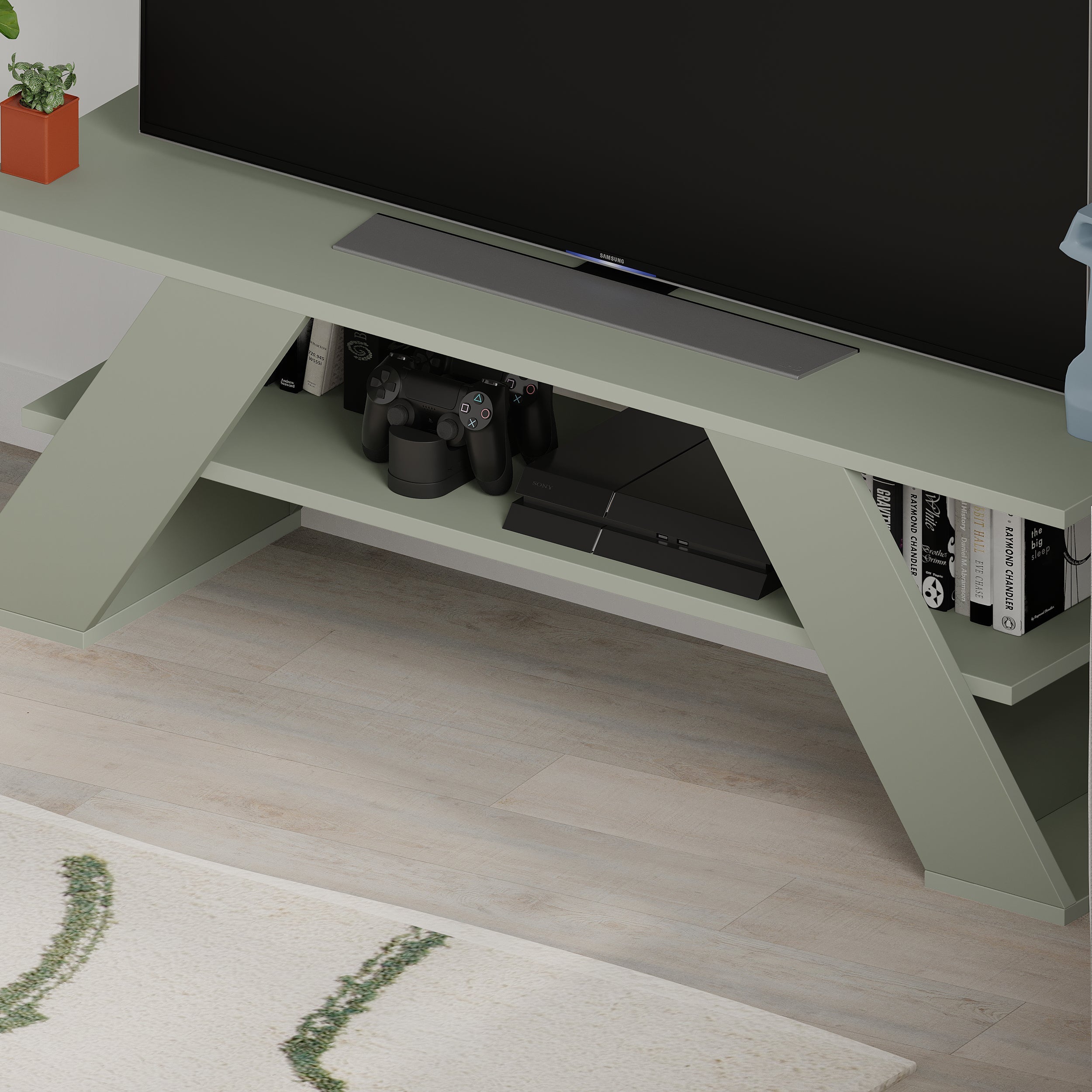 Modern TV Stand Multimedia Centre TV Unit With Shelves 120cm
