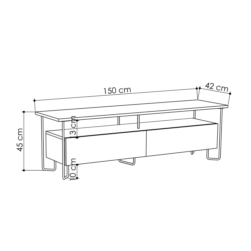 Modern Tv Unit With Storage Cabinet 150cm