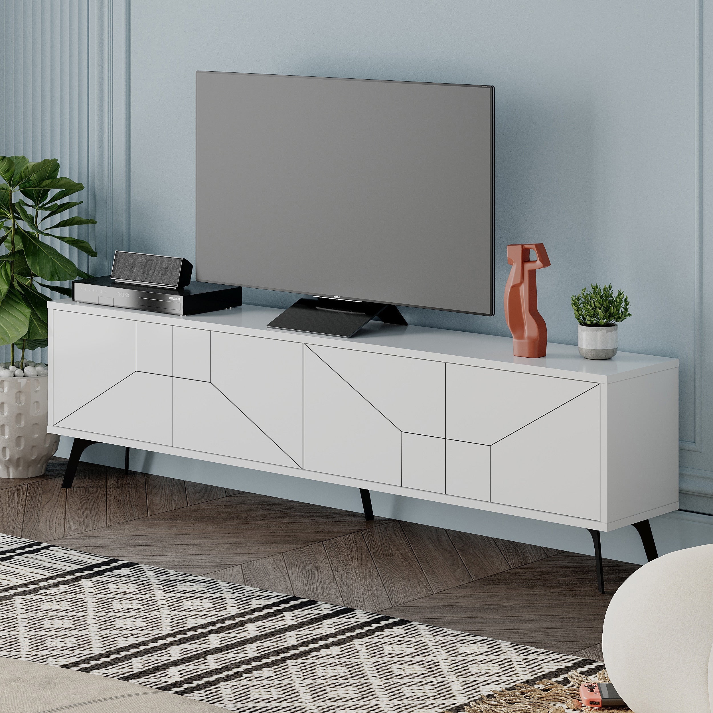 Modern TV Stand With Storage Cabinet 180cm