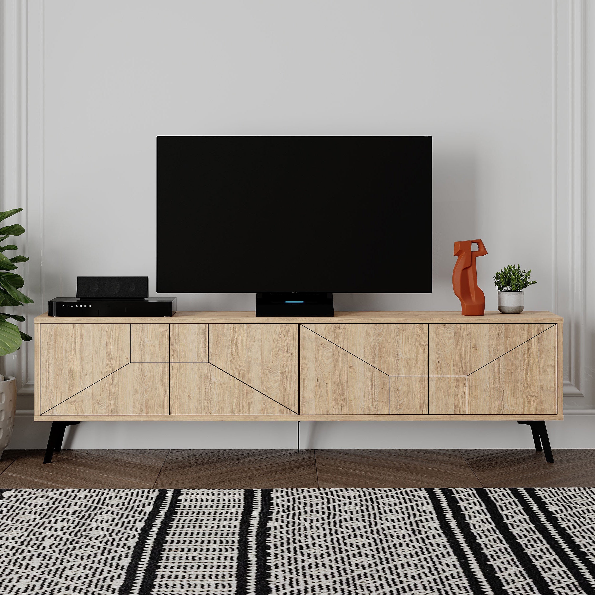 Modern TV Stand With Storage Cabinet 180cm