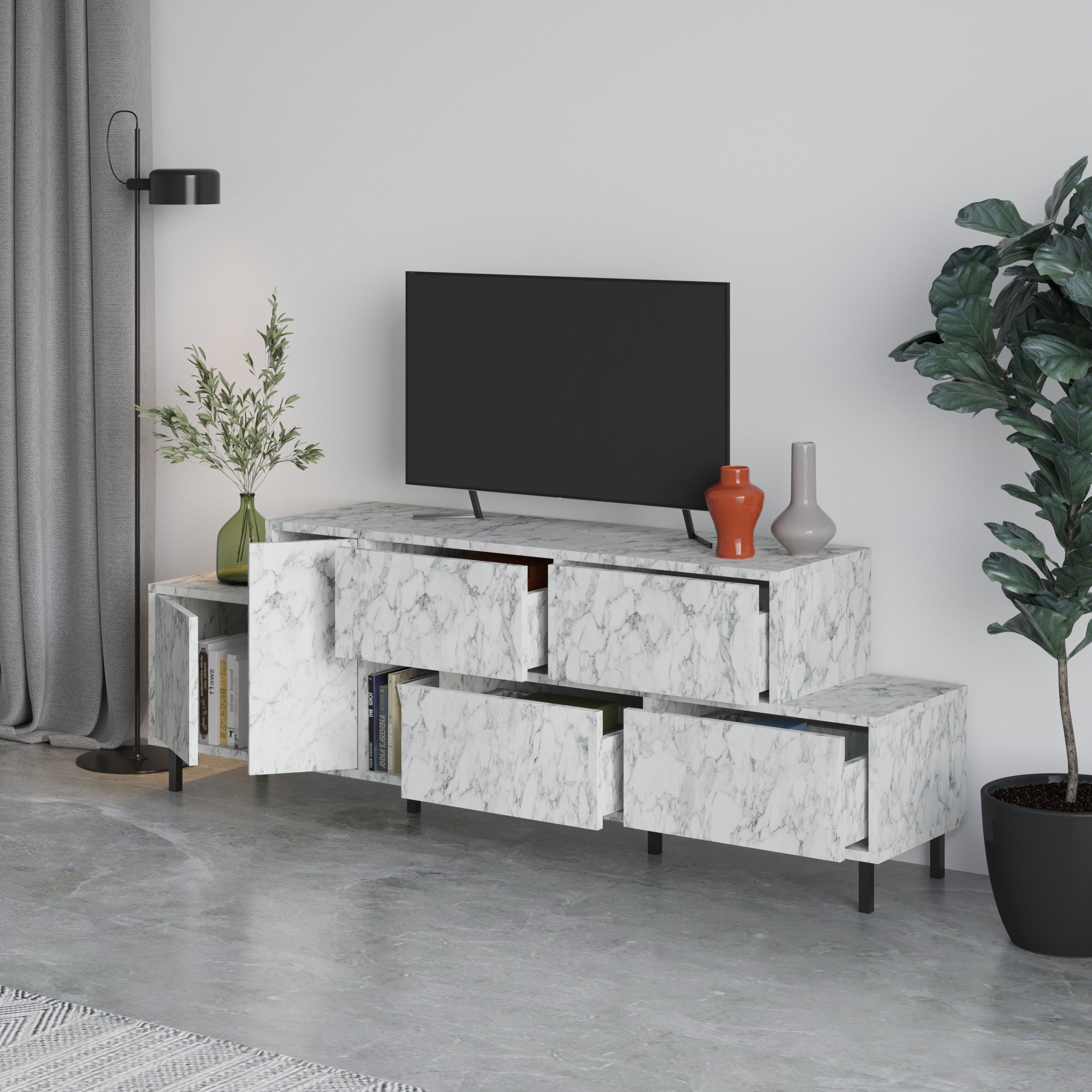 Hermes Modern TV Stand Multimedia Centre With Storage Cabinet 171.2 cm
