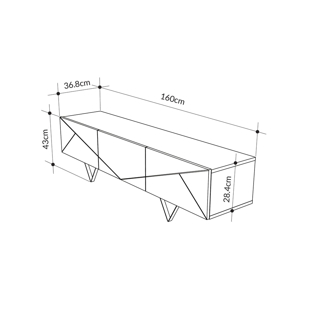 TV Cabinet 3D 160cm - Dark Oak
