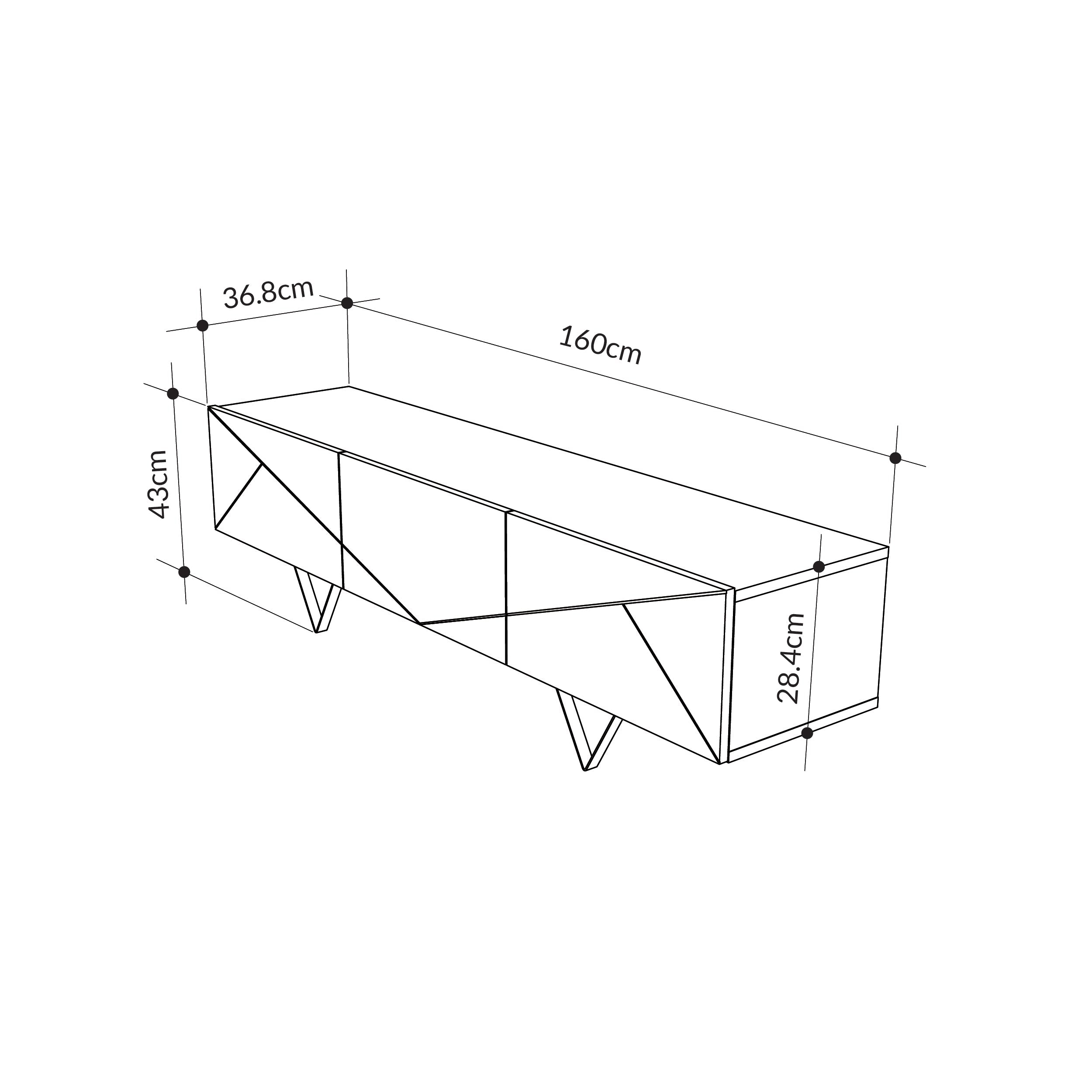TV Cabinet 3D 160cm - Dark Oak