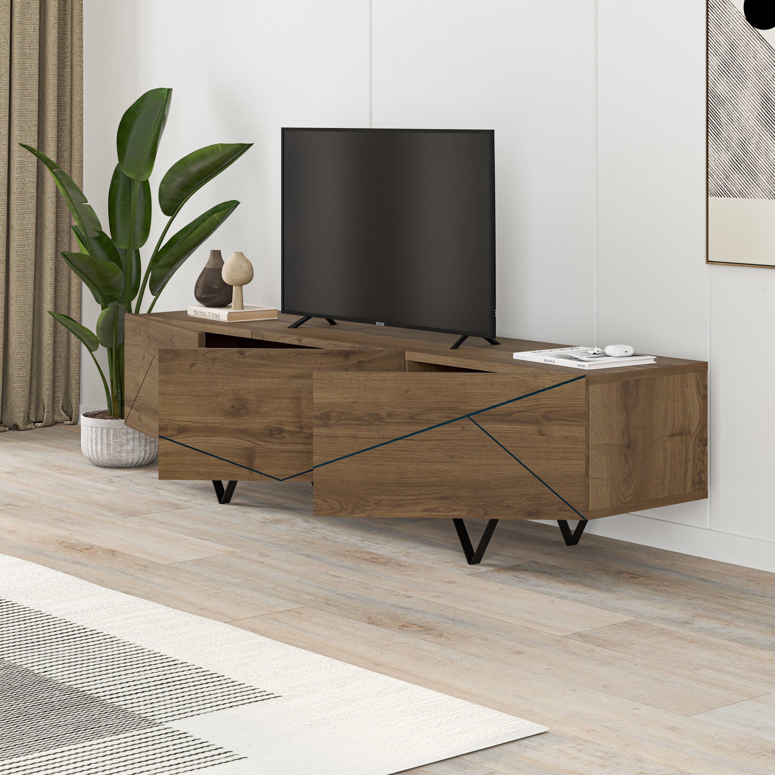 TV Cabinet 3D 160cm - Dark Oak