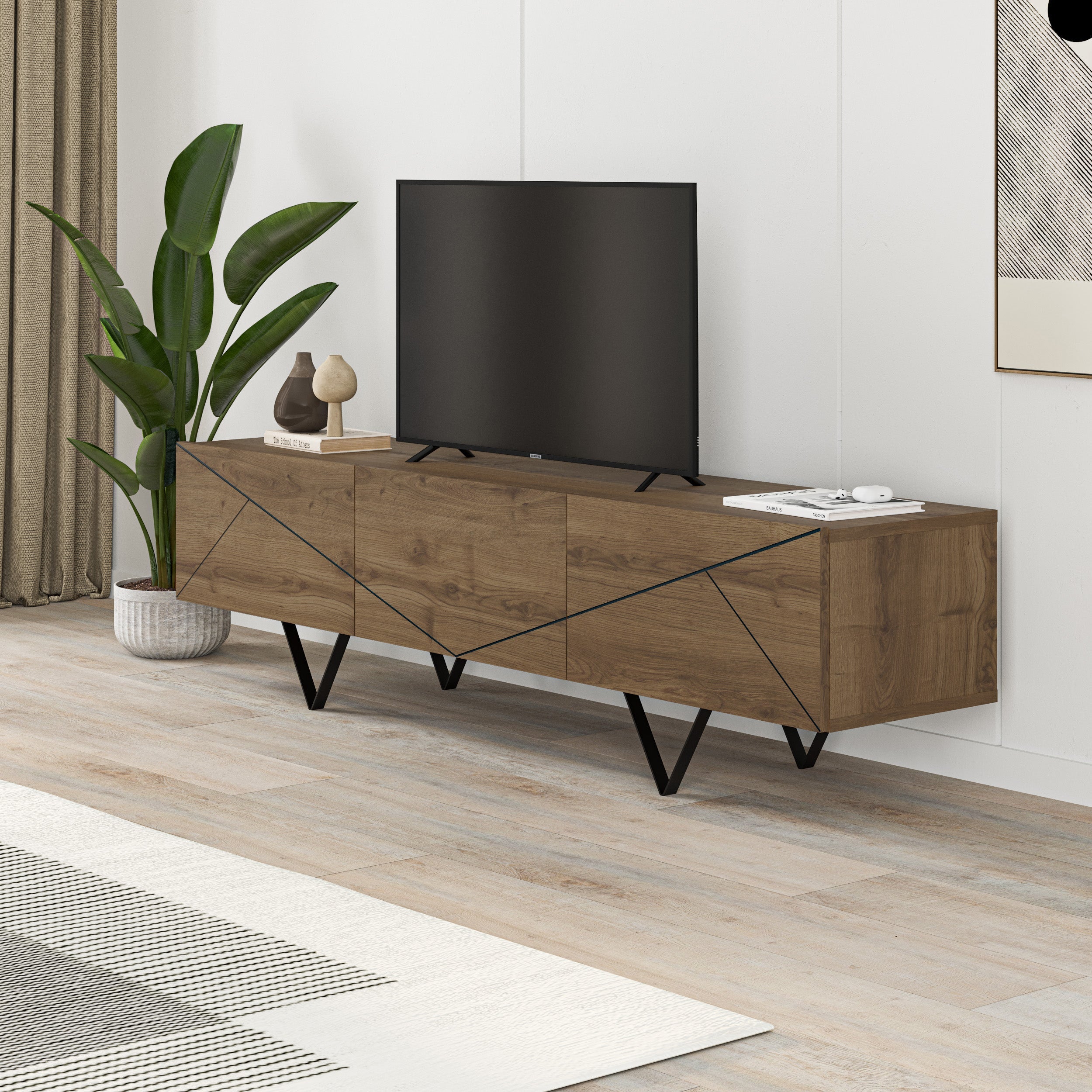 TV Cabinet 3D 160cm - Dark Oak