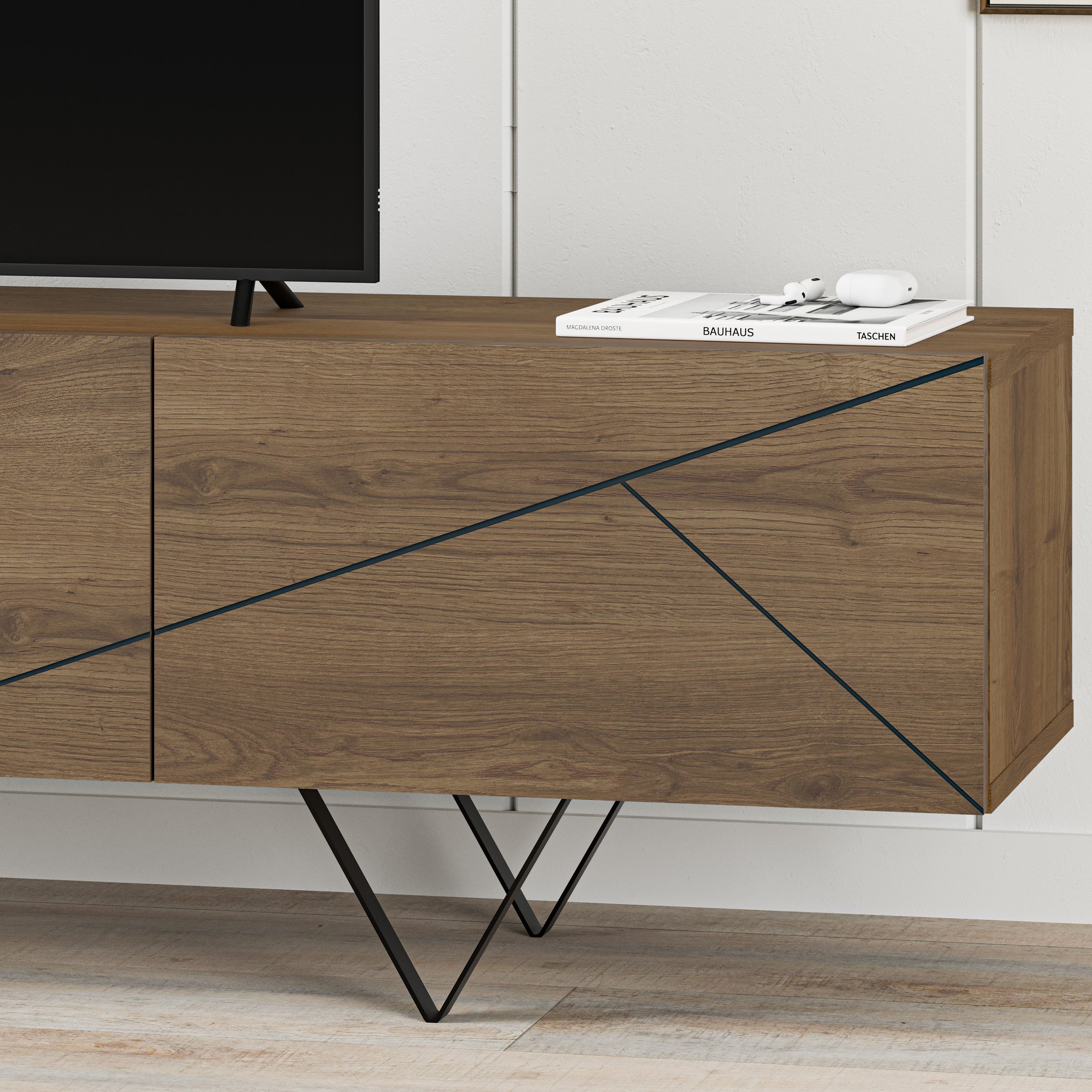 TV Cabinet 3D 160cm - Dark Oak