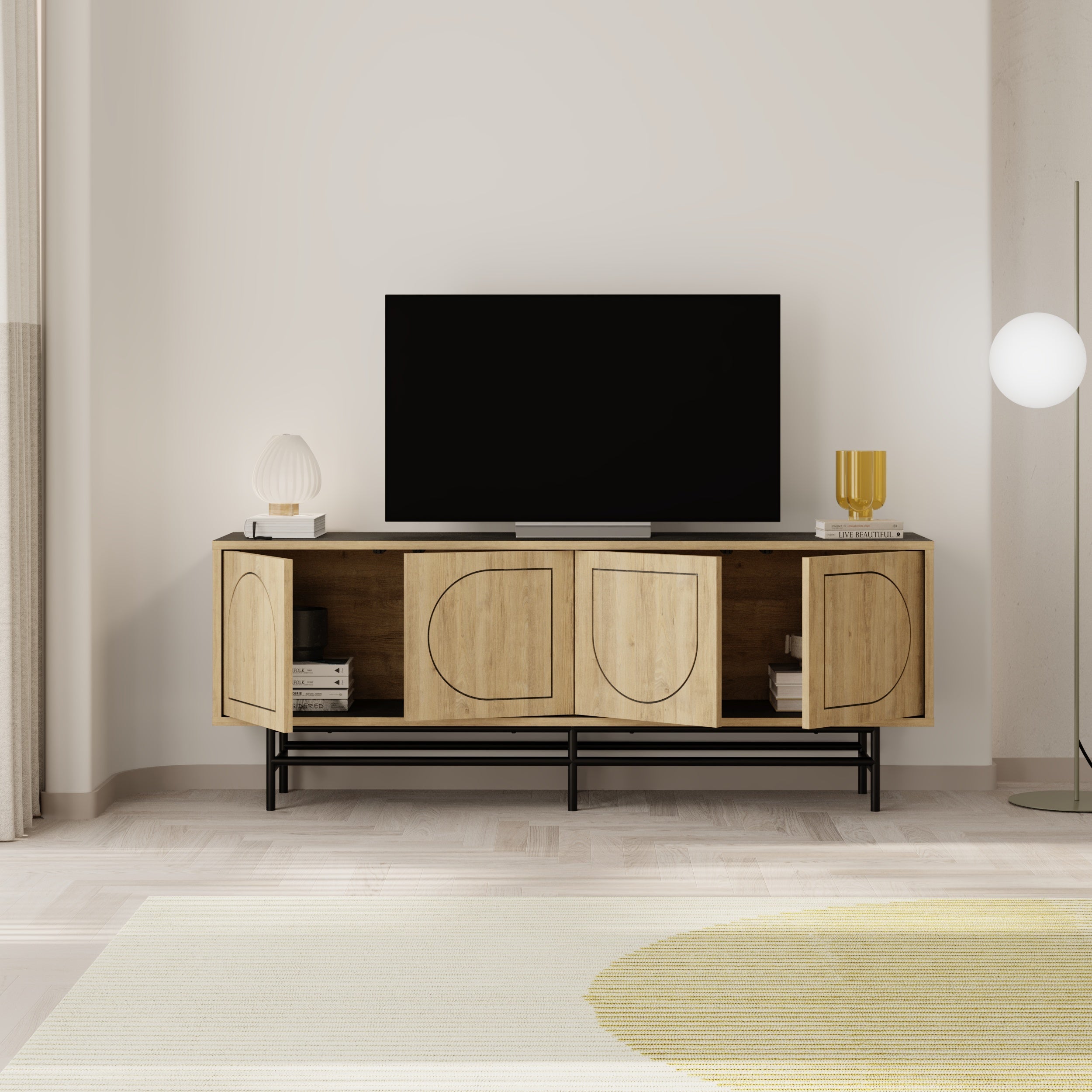 149 cm TV Stand – Oak & Moss Effect