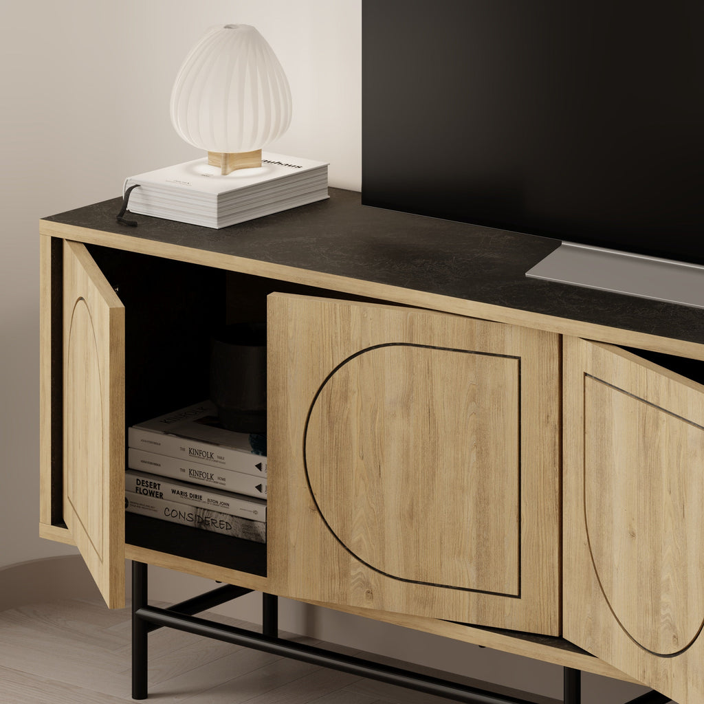 149 cm TV Stand – Oak & Moss Effect