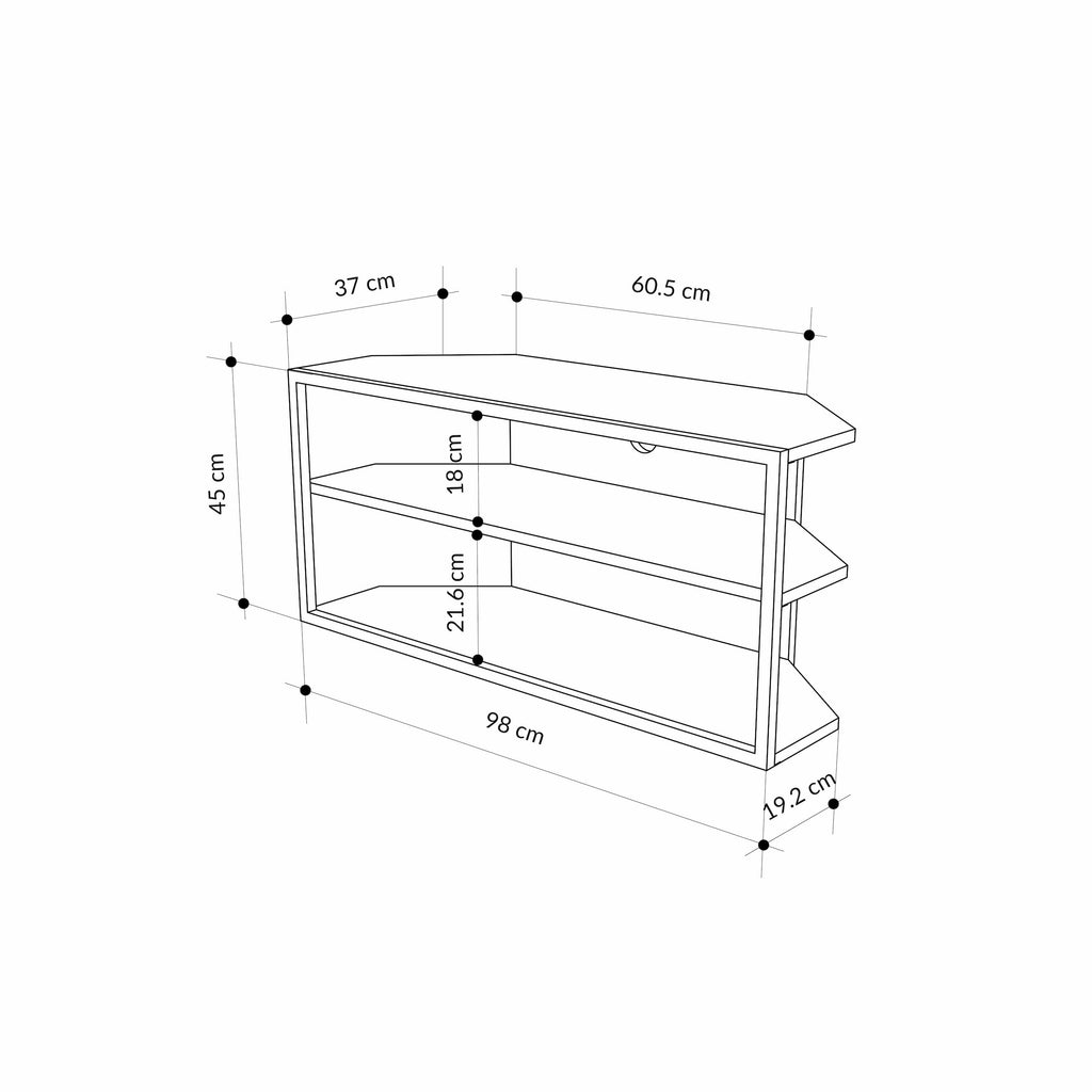 Corner TV Stand – Compact Corner Unit for TVs with Storage Shelves for Living Rooms or Flats