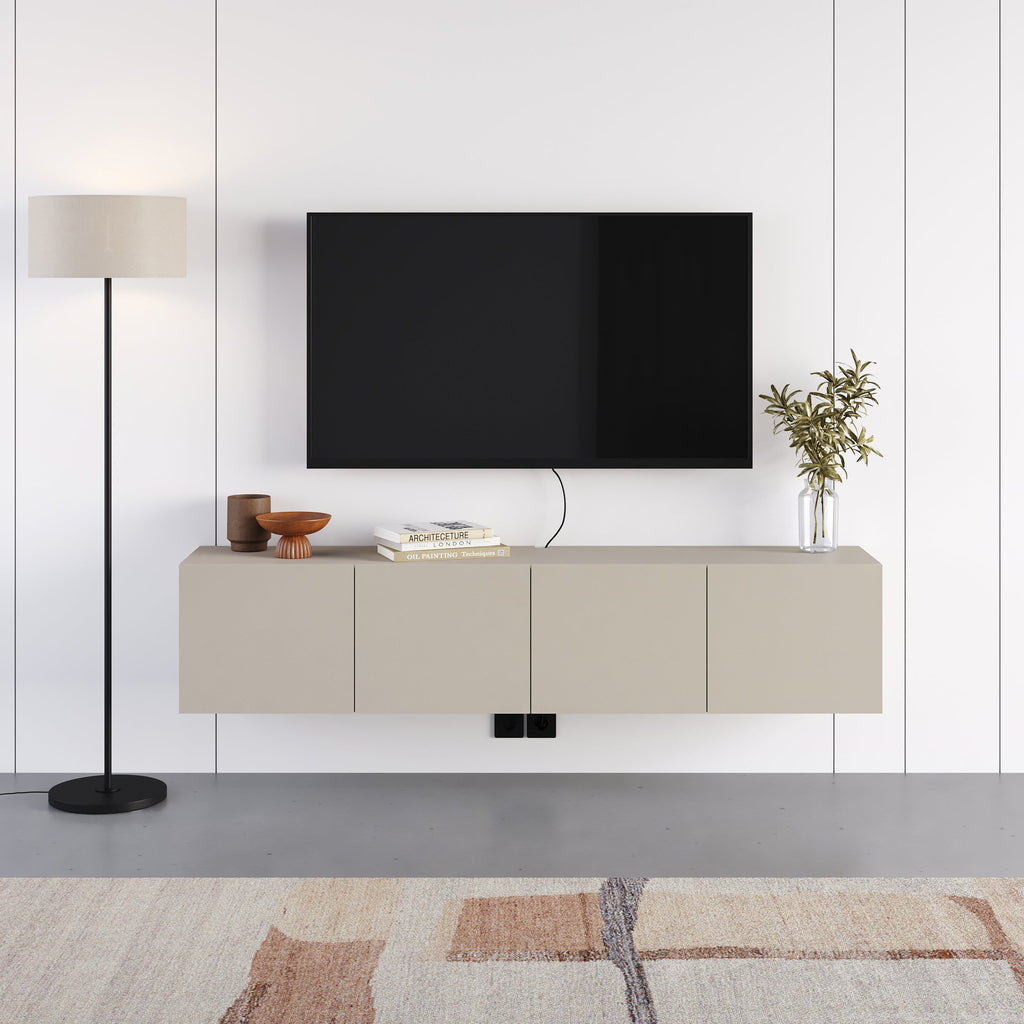 Floating Wall-Mounted TV Unit 180cm (W) Soft-Close 4 Doors