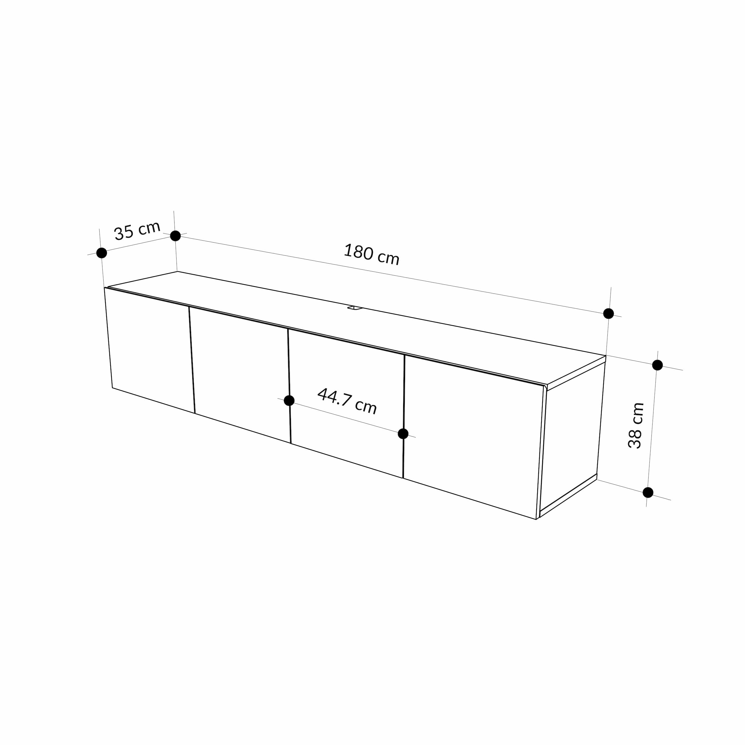 Floating Wall-Mounted TV Unit 180cm (W) Soft-Close 4 Doors