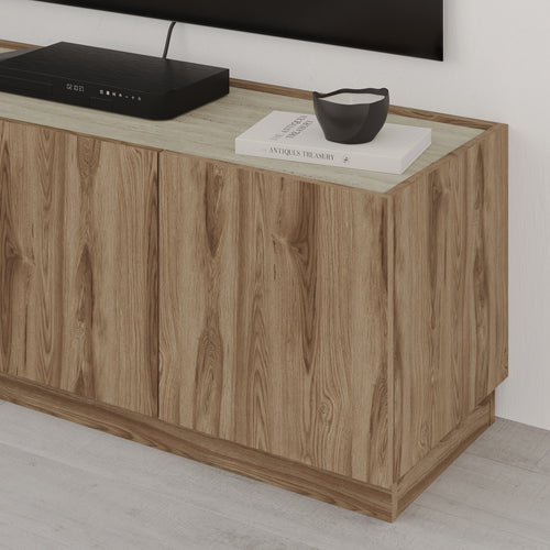 120cm TV Stand – Oak & Travertine Effect