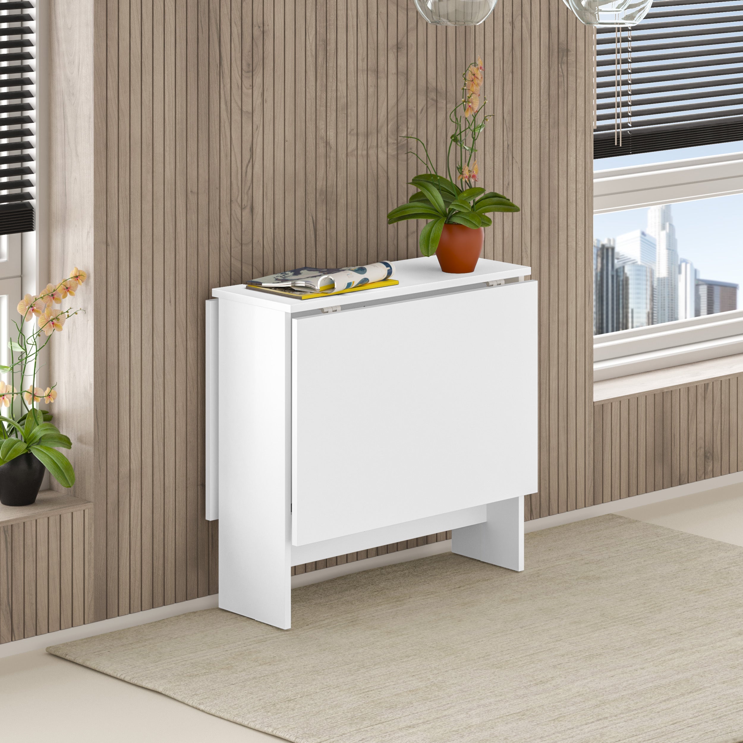 Dining Table – Foldable – White Finish