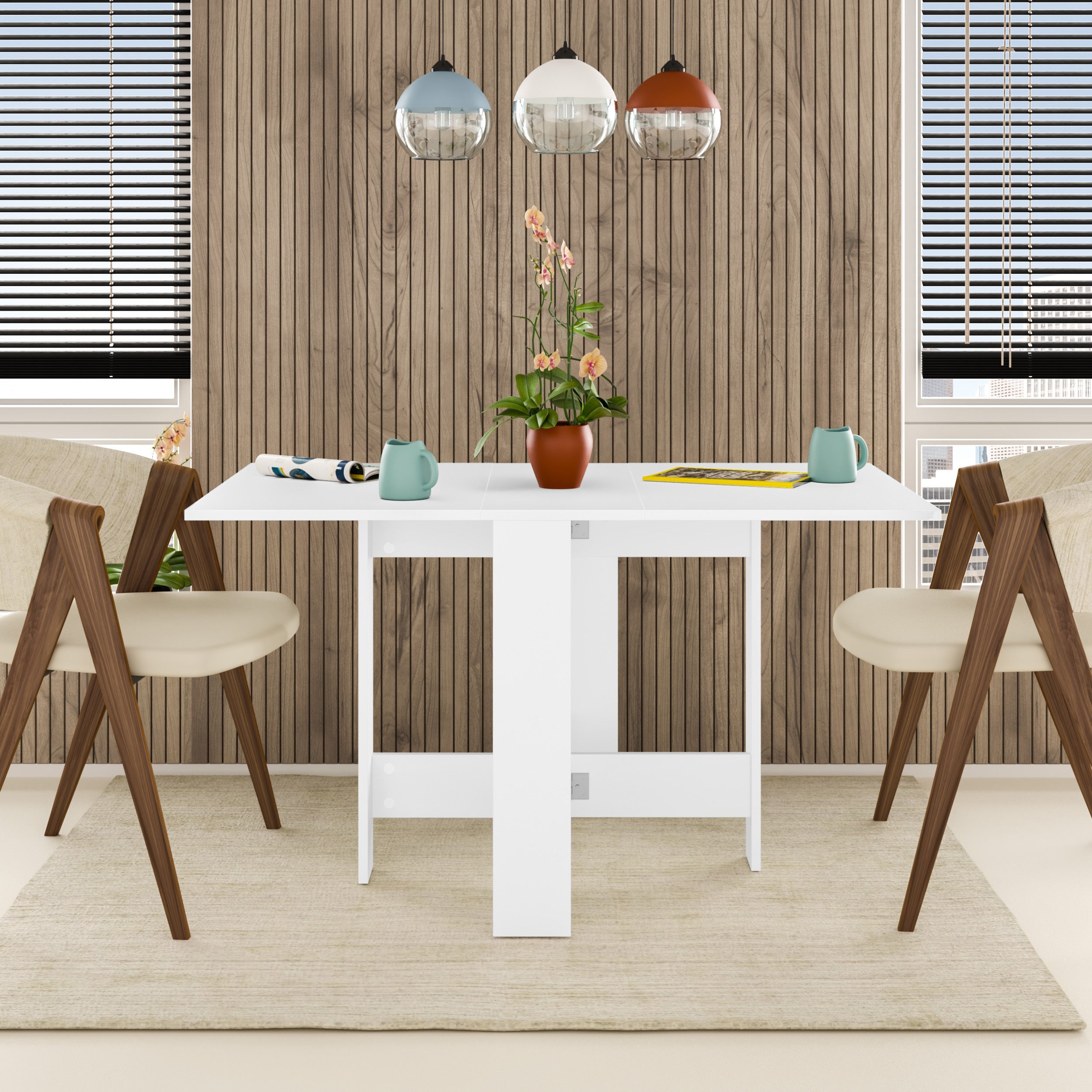 Dining Table – Foldable – White Finish
