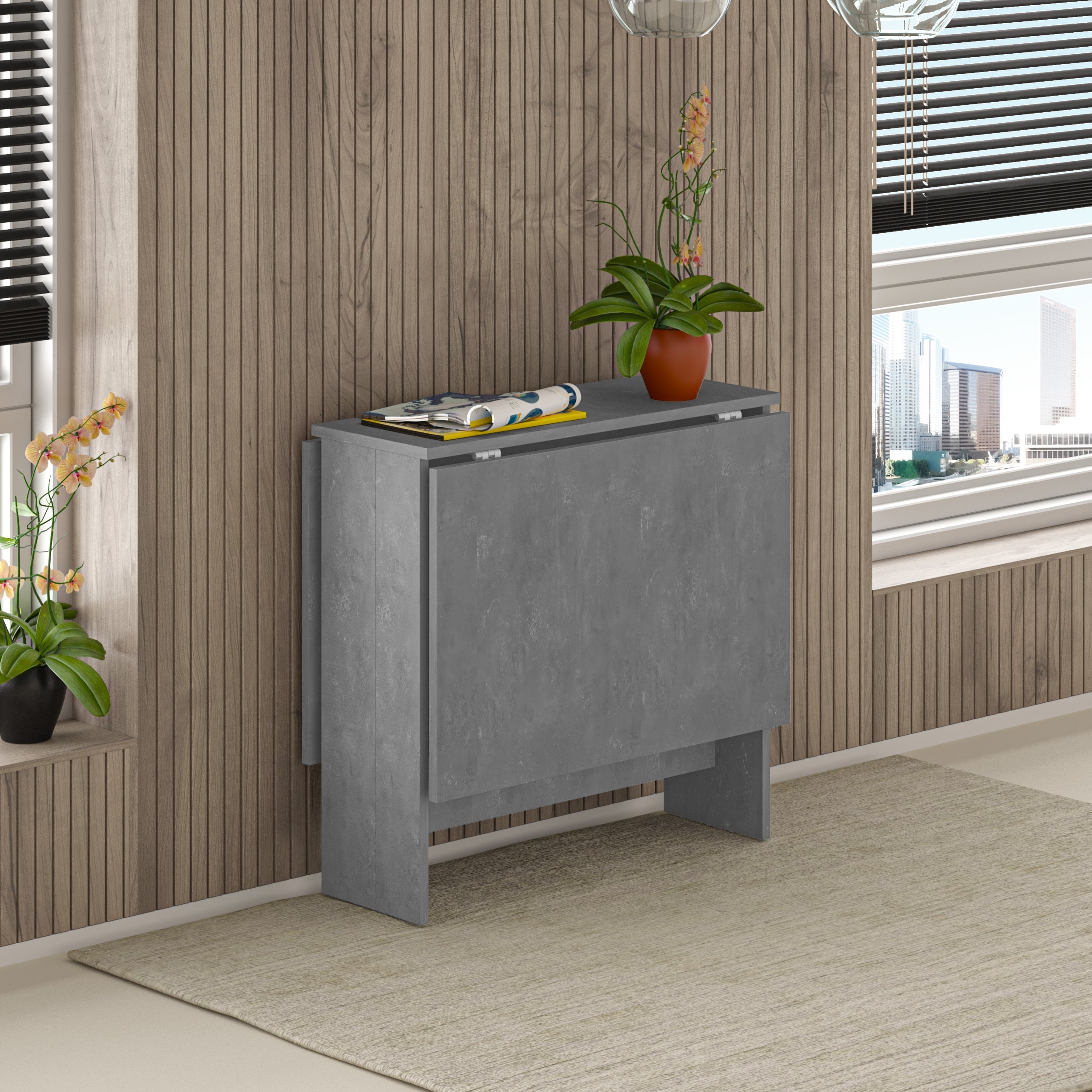 Dining Table – Foldable – Retro Grey Finish