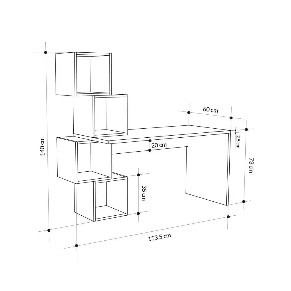 Modern Desk With Shelves 153.5cm